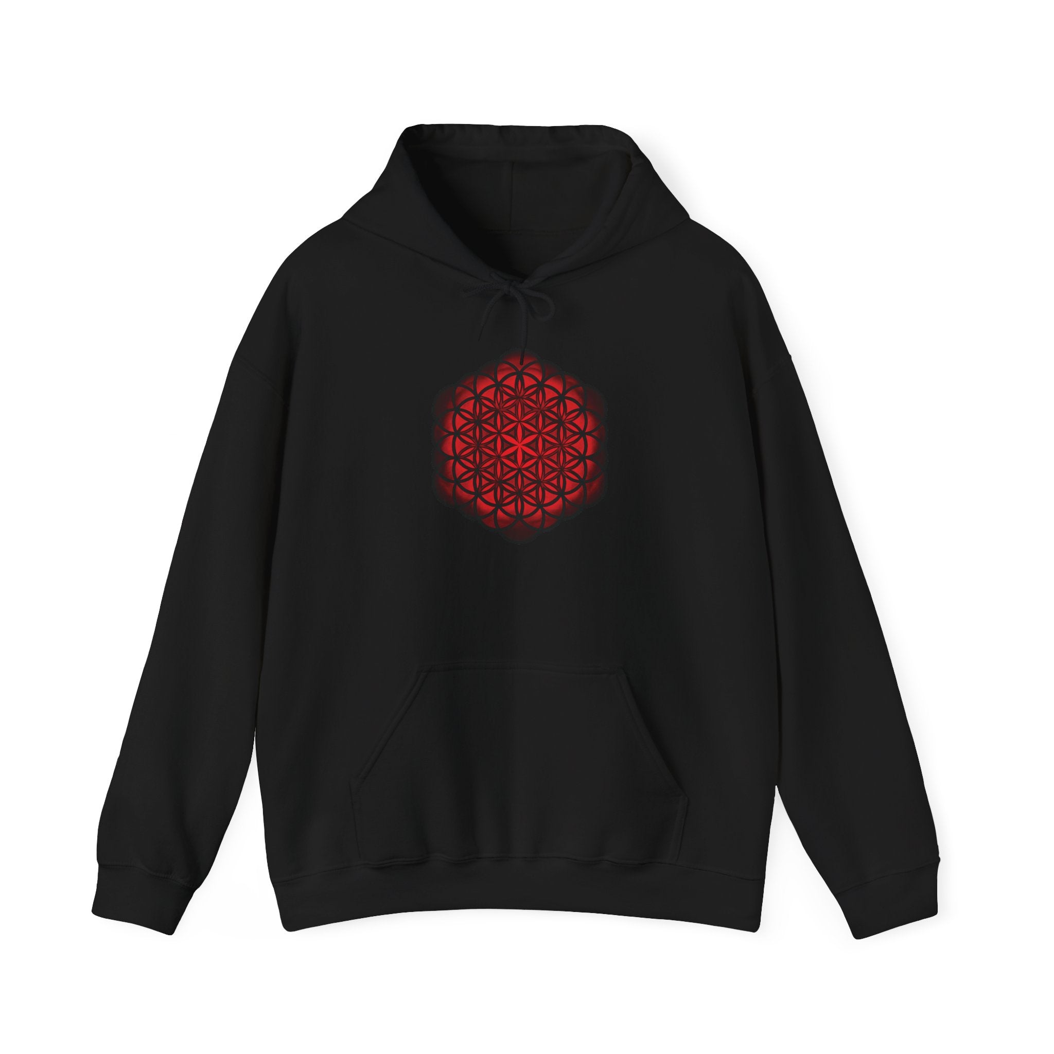 Flower of Life Hoodie Red Metatron's Cube — Minimal Geometric Spiritual Pullover