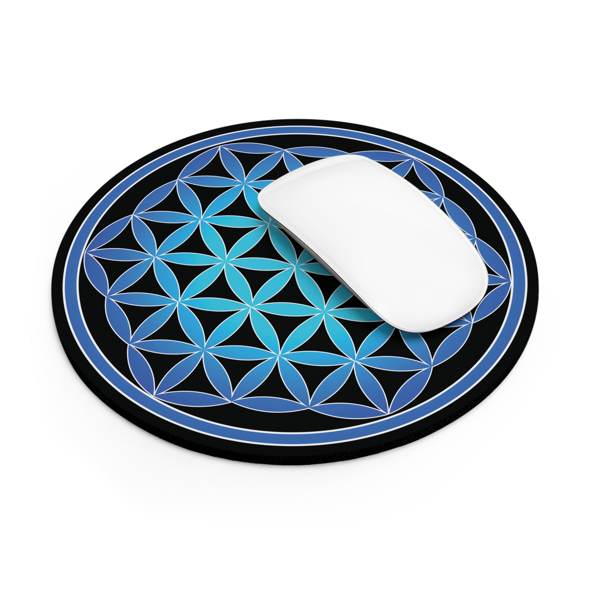 Blue Flower Of Life Mandala Mouse Pad