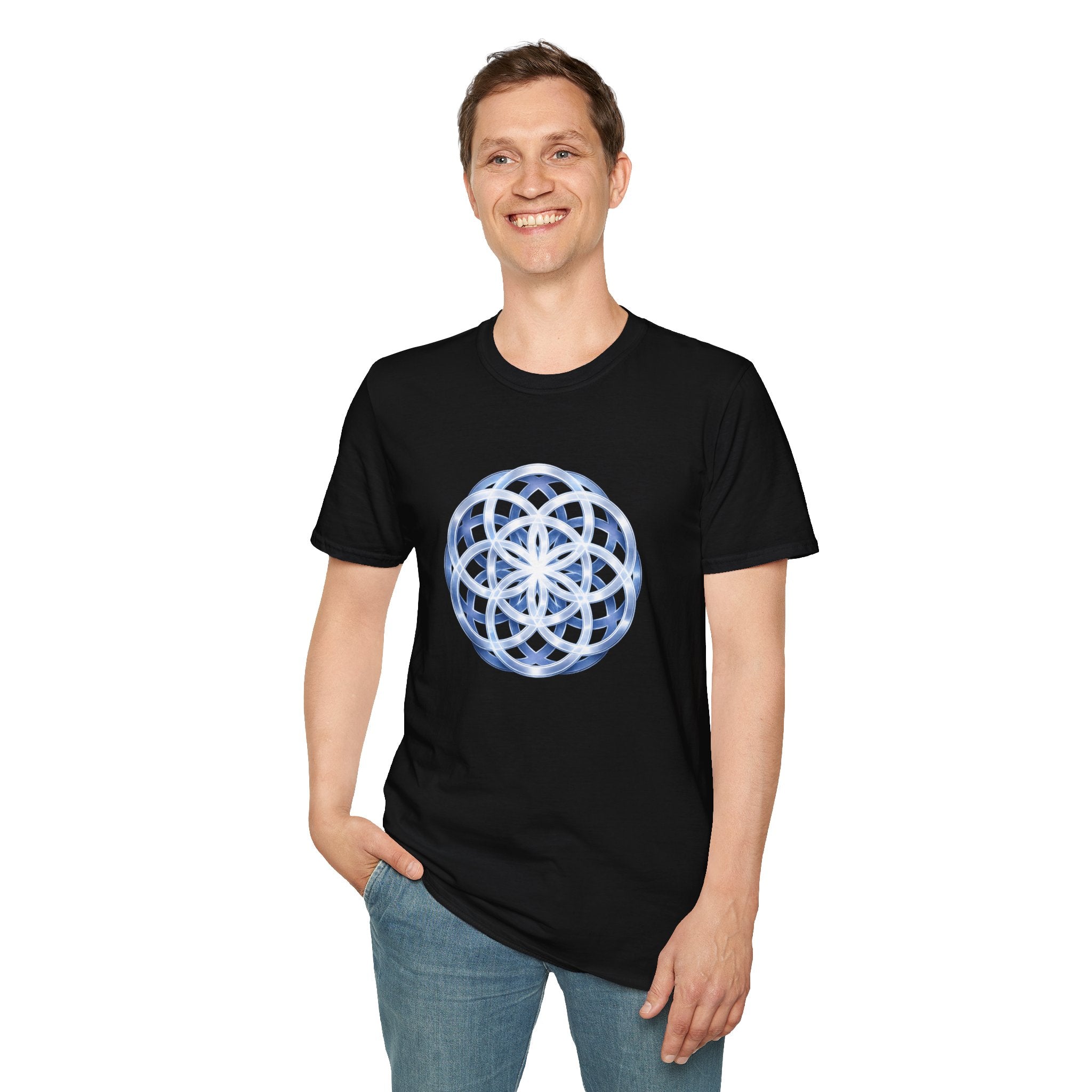 Flower Of Life Shirts - Glowing Seeds Of Life Mandala T-Shirt - Sacred Geometry Graphic Tee
