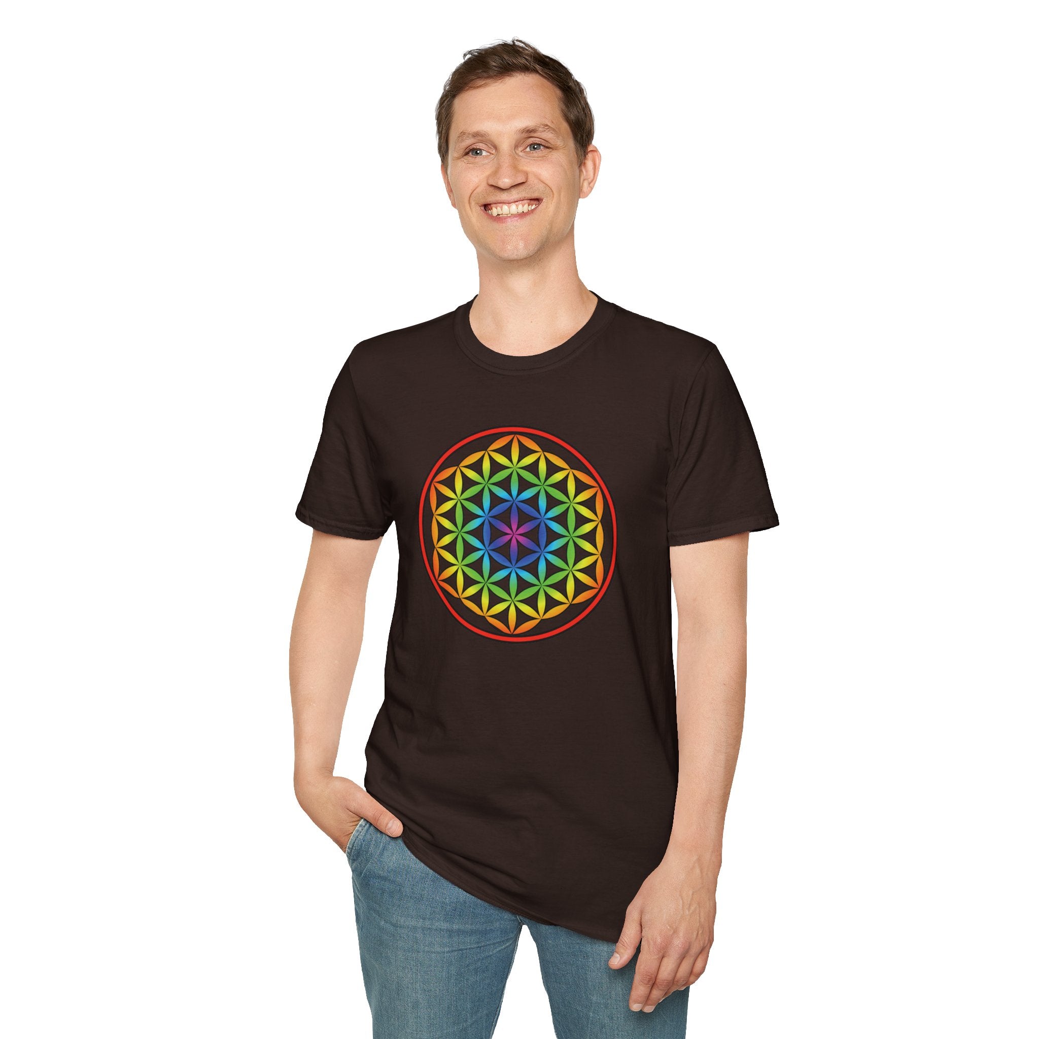 Flower Of Life Shirts Rainbow Mandala T-Shirt - All Our Mandala Are Belong To You — Sacred Geometry Unisex Tee