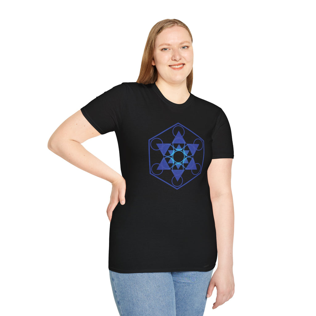 Flower Of Life Shirts | Blue Double Star Of David Fruit Of Life T-Shirt | Sacred Geometry Unisex Tee