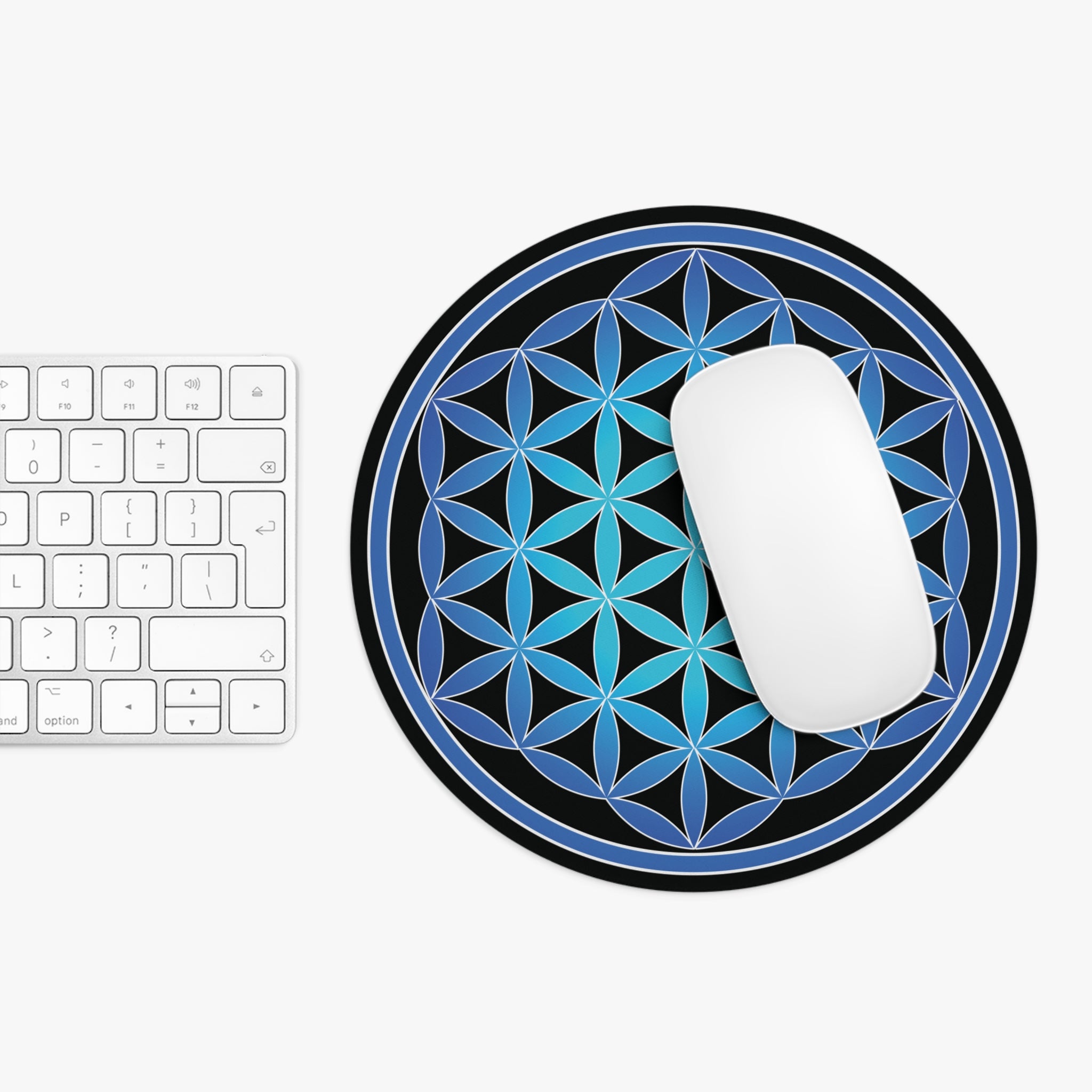 Blue Flower Of Life Mandala Mouse Pad