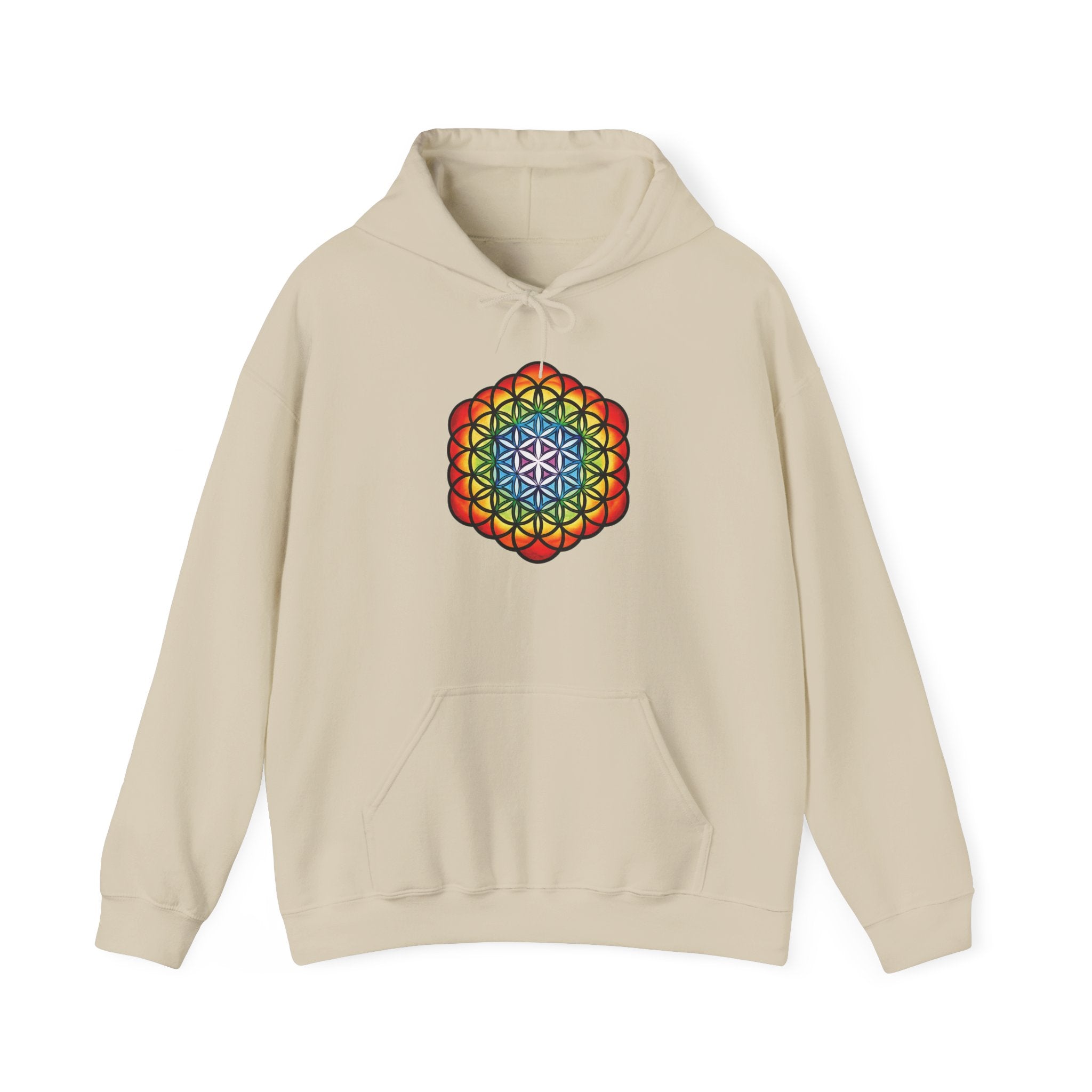 Flower of Life Hoodie Metratron's Cube — Lotus Rainbow Sacred Geometry Pullover
