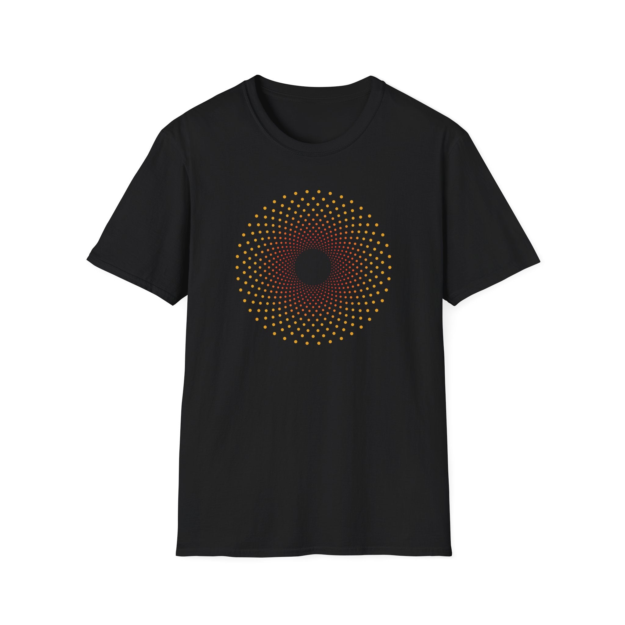The Sun Here It Comes Dot Matrix Mandala T-Shirt — Geometric Celtic Knot Graphic Tee