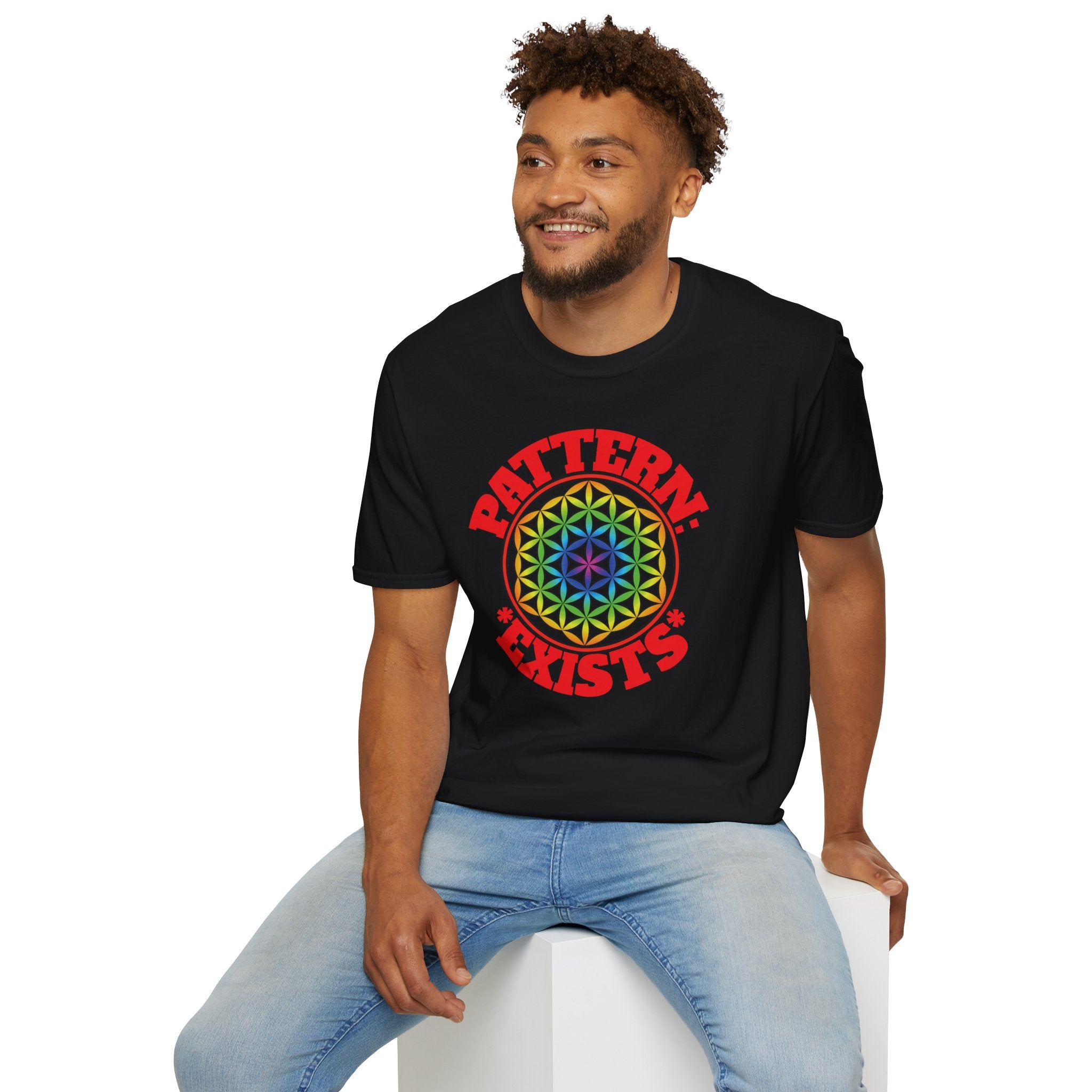 Flower of Life Shirts - PATTERN: *EXISTS* - Black Sacred Geometry Graphic Tee
