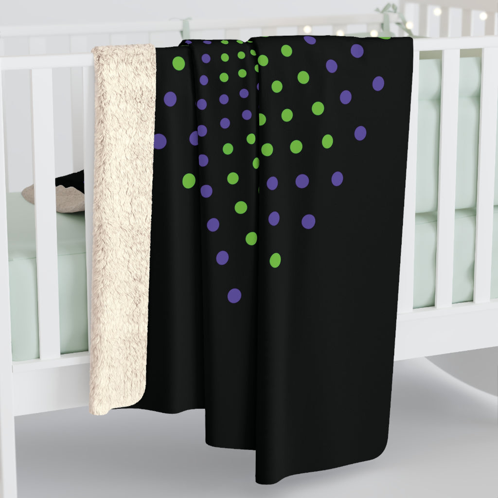 60"x80" Green & Purple Spiral Dot Matrix Vortex - Sacred Geometry Mandala Sherpa Blanket
