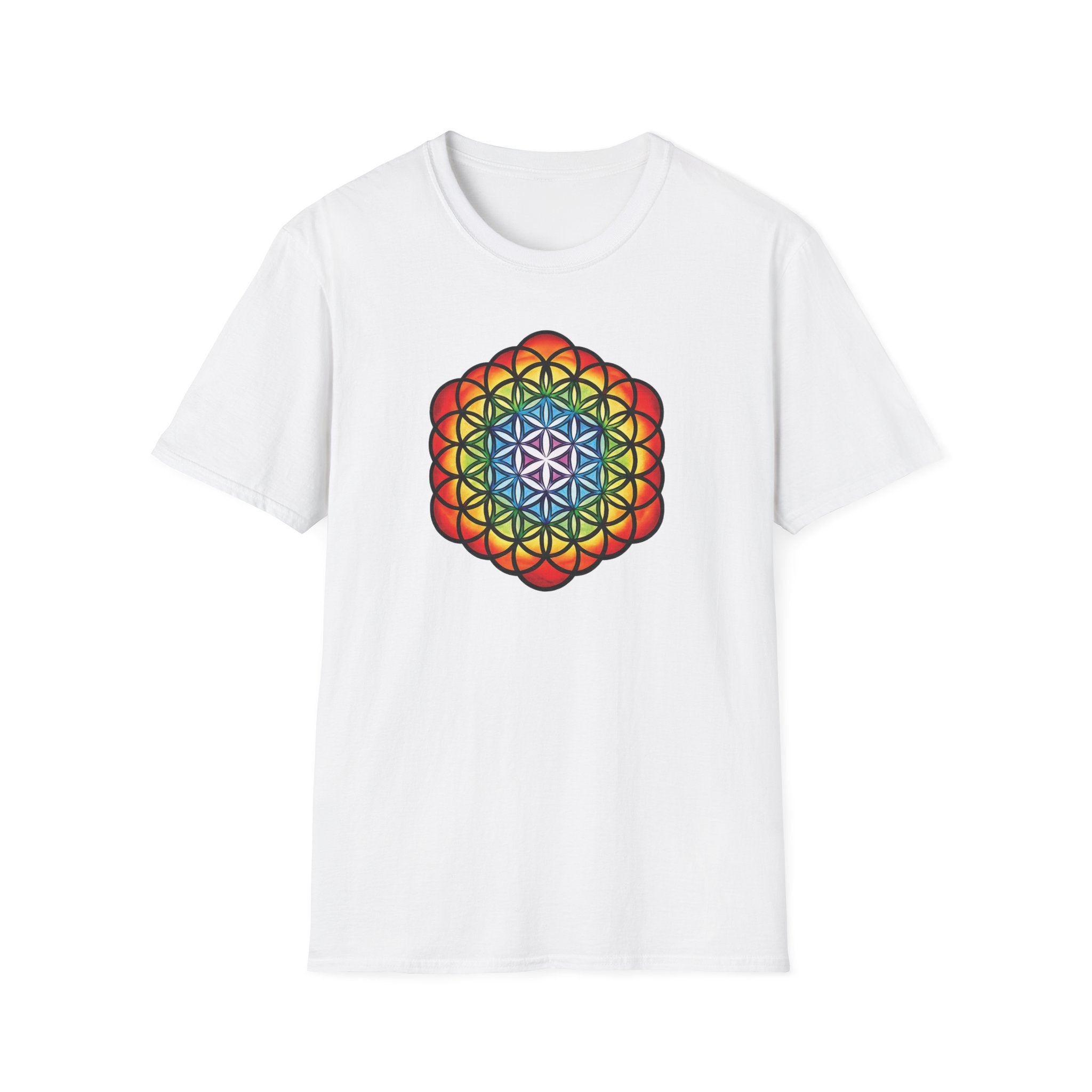 Flower of Life Shirts - Metatron's Cube T-Shirt - Lotus Rainbow Chakra Mandala Tee