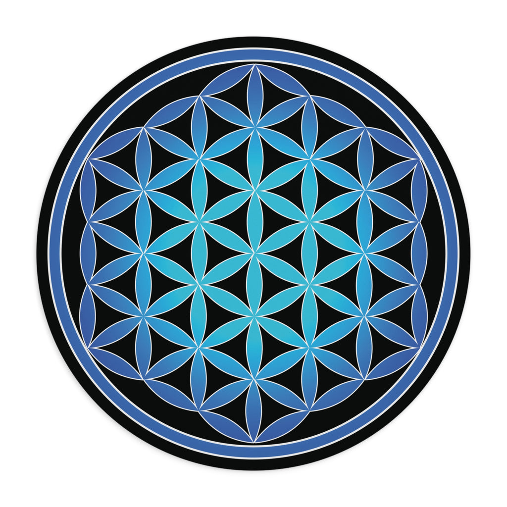 Blue Flower Of Life Mandala Mouse Pad