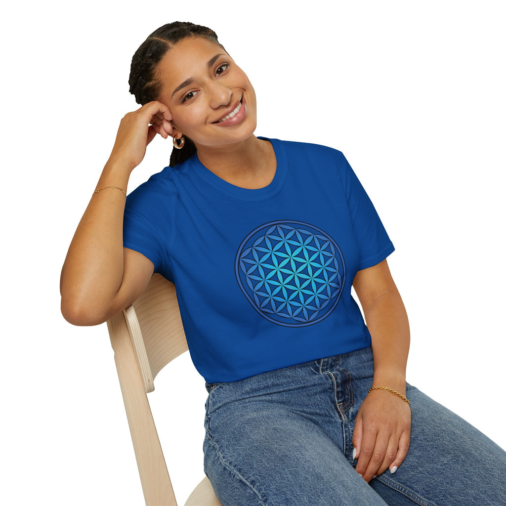 Flower Of Life Shirts - Blue Blue Mandala T‑Shirt — Sacred Geometry Unisex Tee