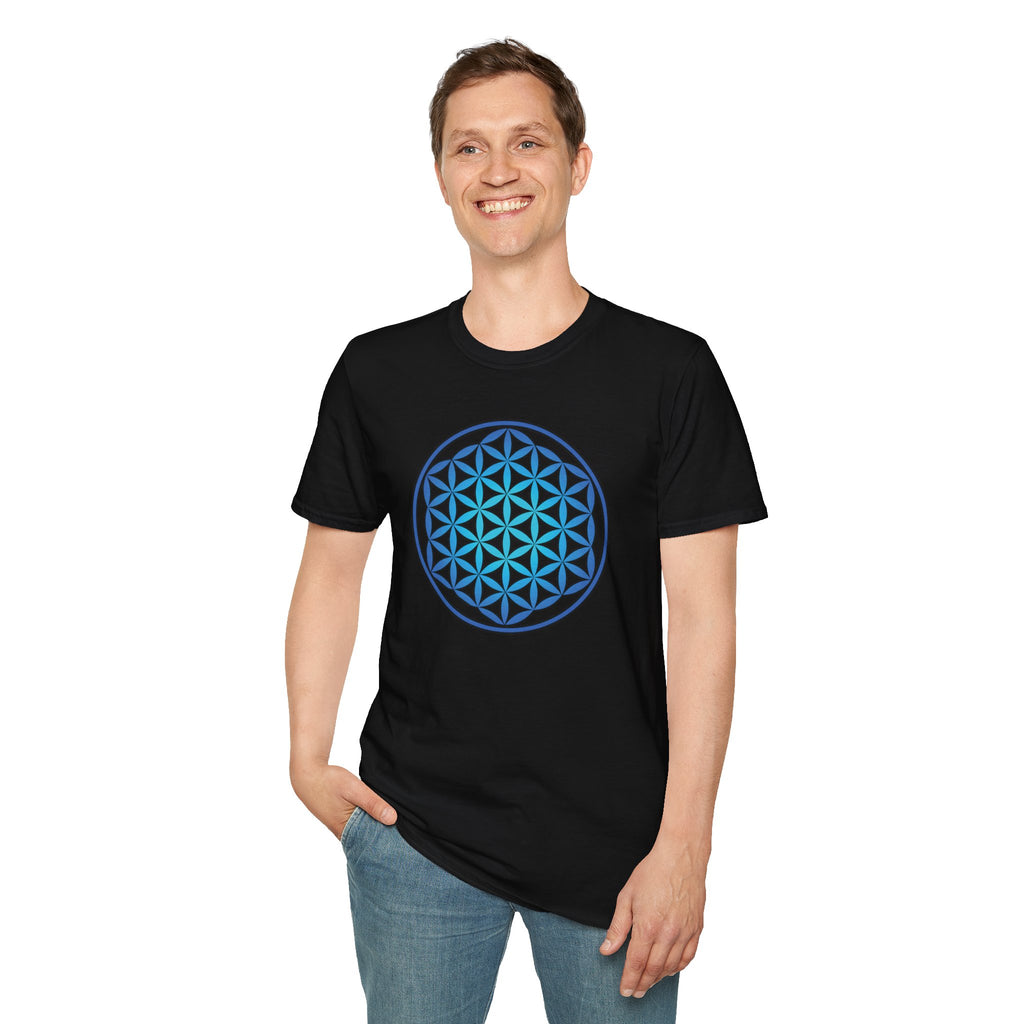 Flower Of Life Shirts - Blue Blue Mandala T‑Shirt — Sacred Geometry Unisex Tee