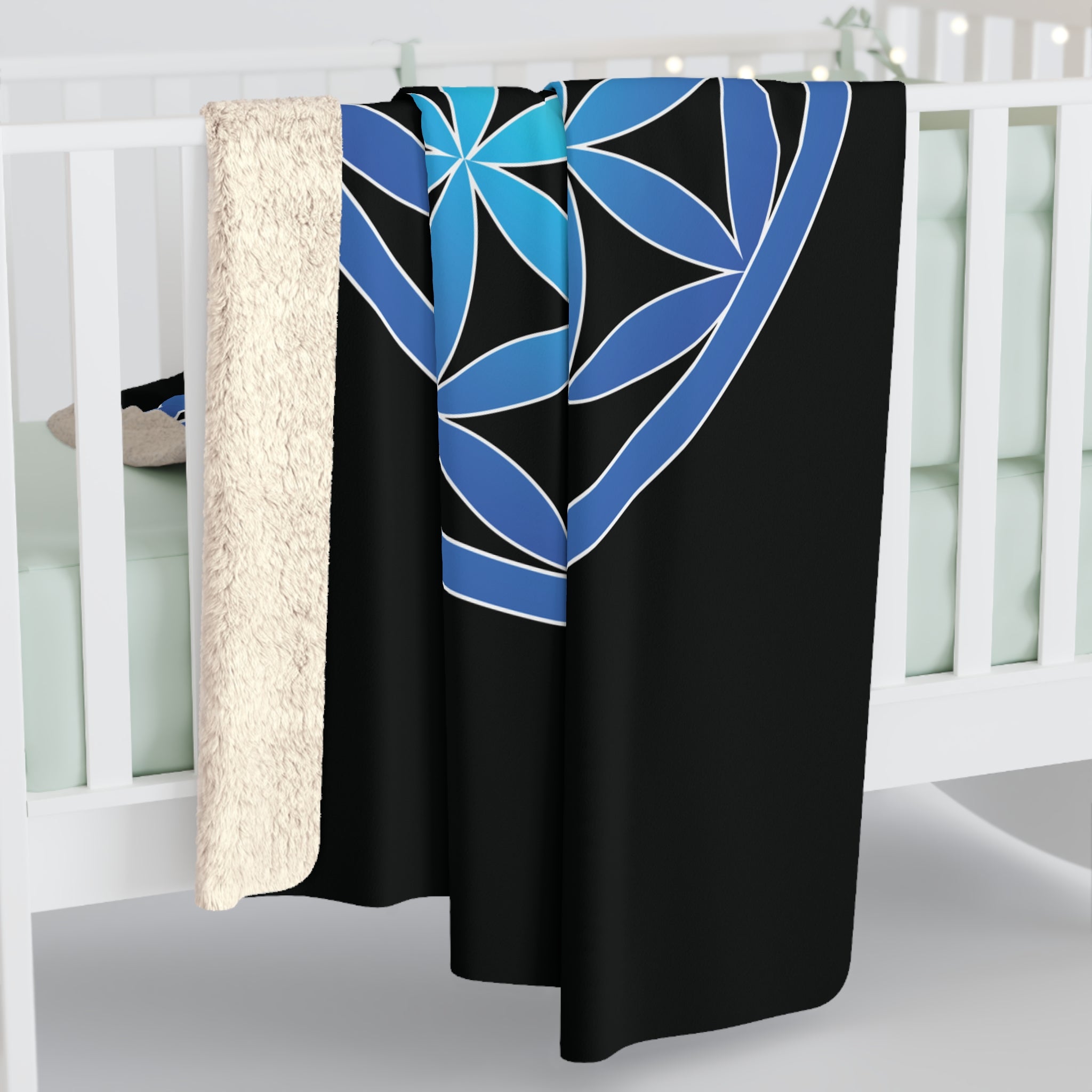 60"x80" Blue Flower of Life Sherpa Blanket