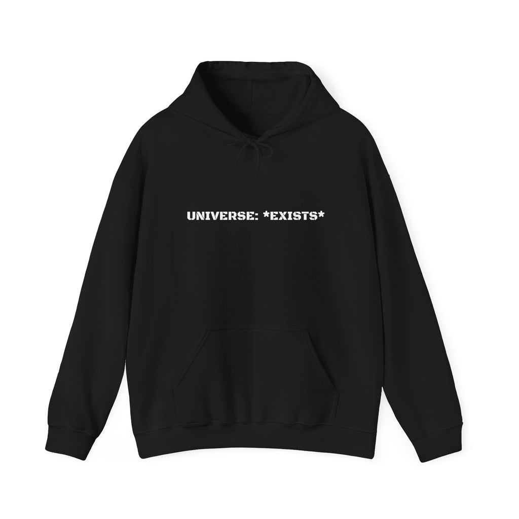 Flower Of Life Shirts - "UNIVERSE: *EXISTS*" - Black Double-Sided Sacred Geometry Hoodie