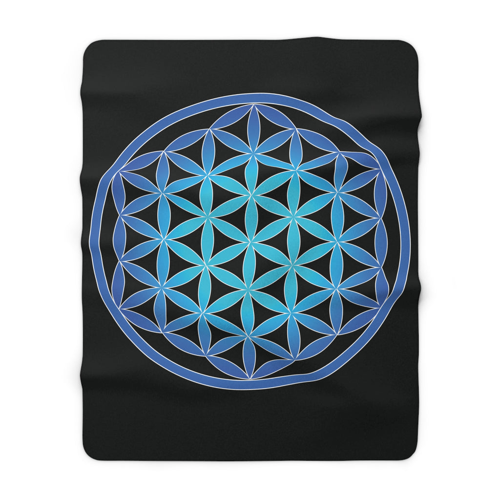 60"x80" Blue Flower of Life Sherpa Blanket