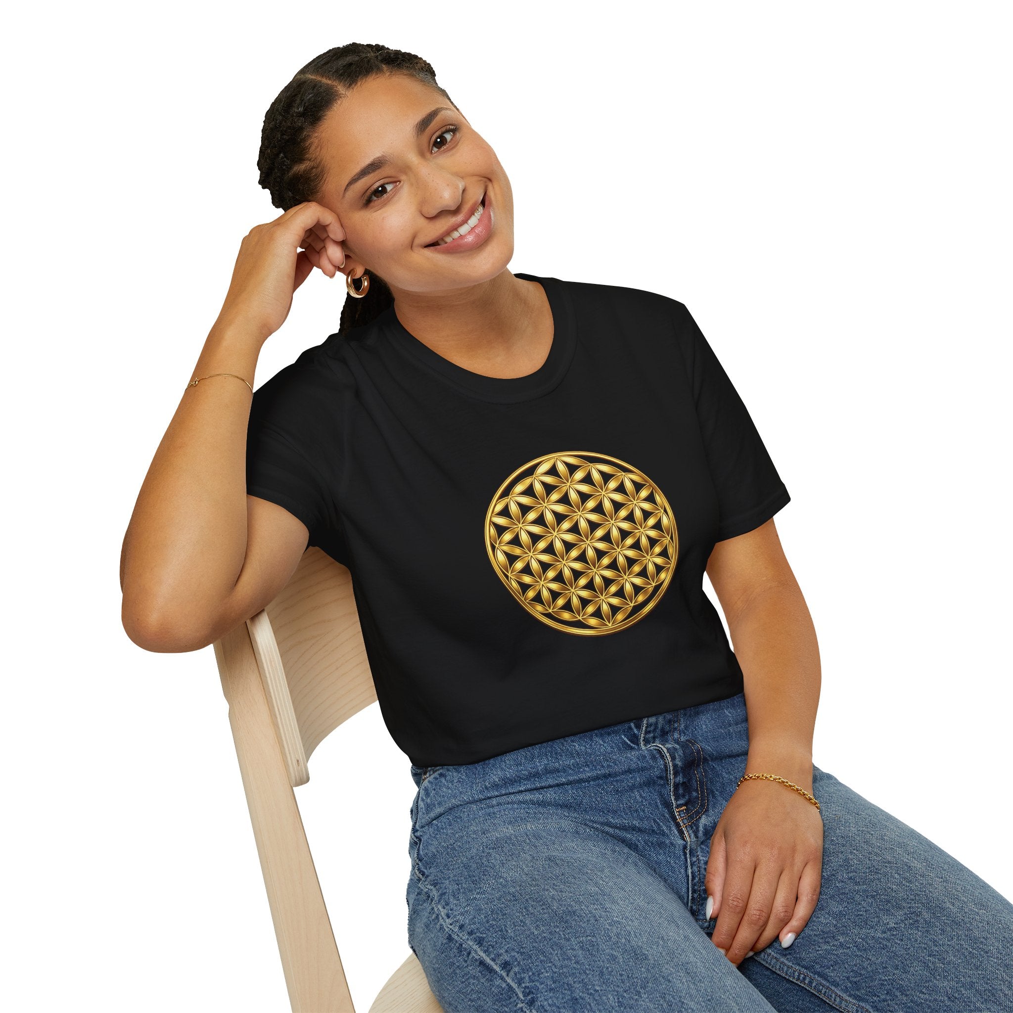 Flower Of Life Shirts - Golden Flower Of Life Mandala — Sacred Geometry Graphic Tee