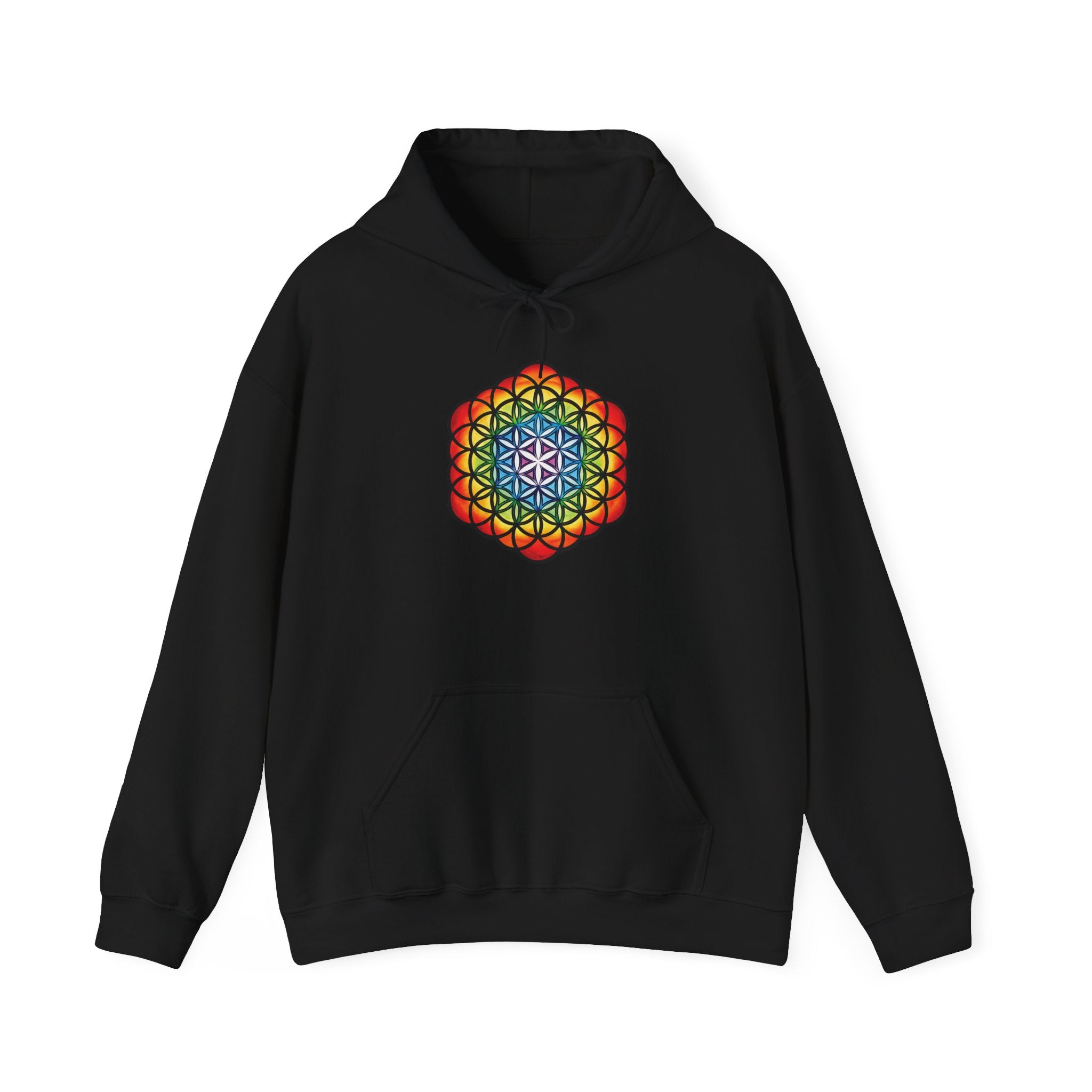 Flower of Life Hoodie Metratron's Cube — Lotus Rainbow Sacred Geometry Pullover