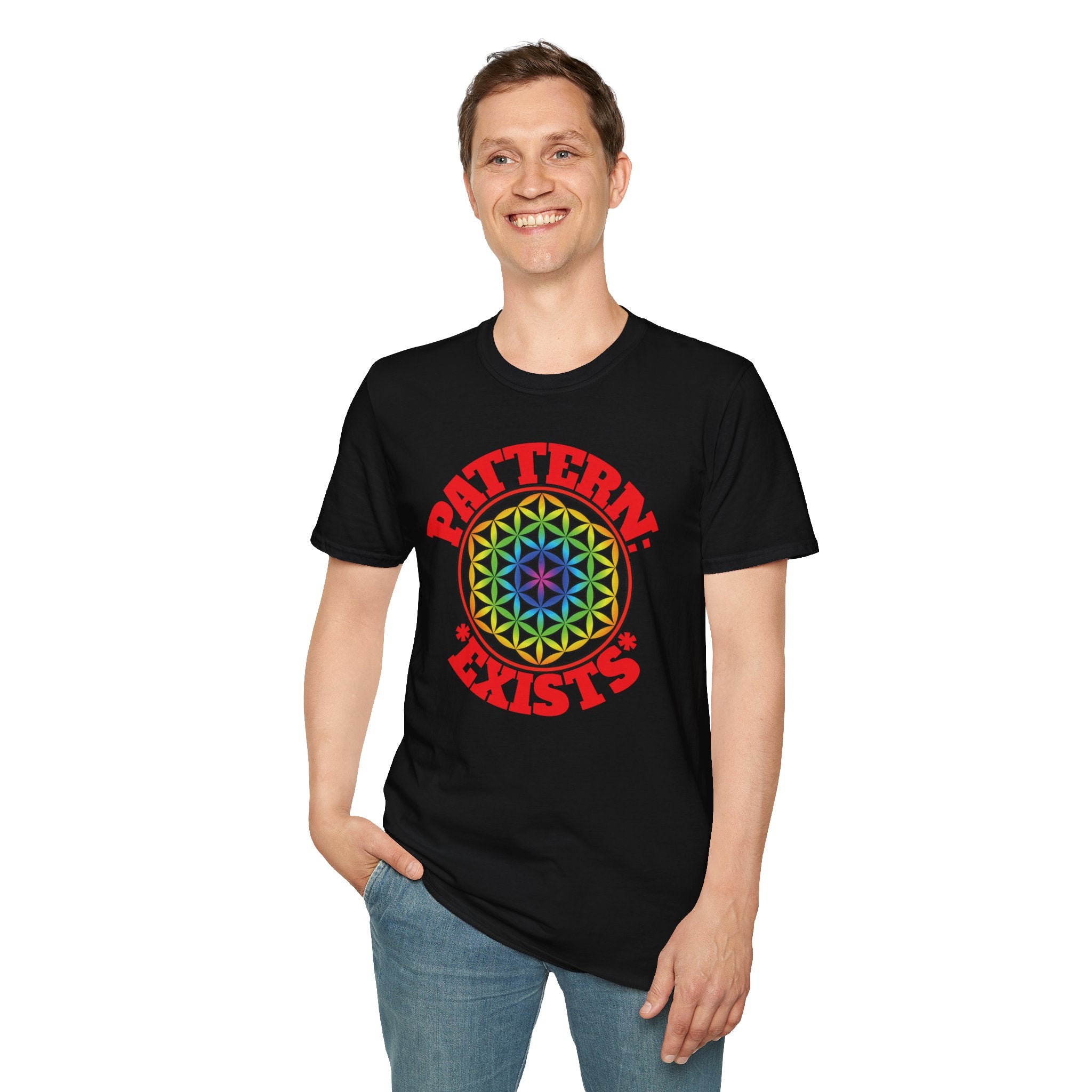 Flower of Life Shirts - PATTERN: *EXISTS* - Black Sacred Geometry Graphic Tee