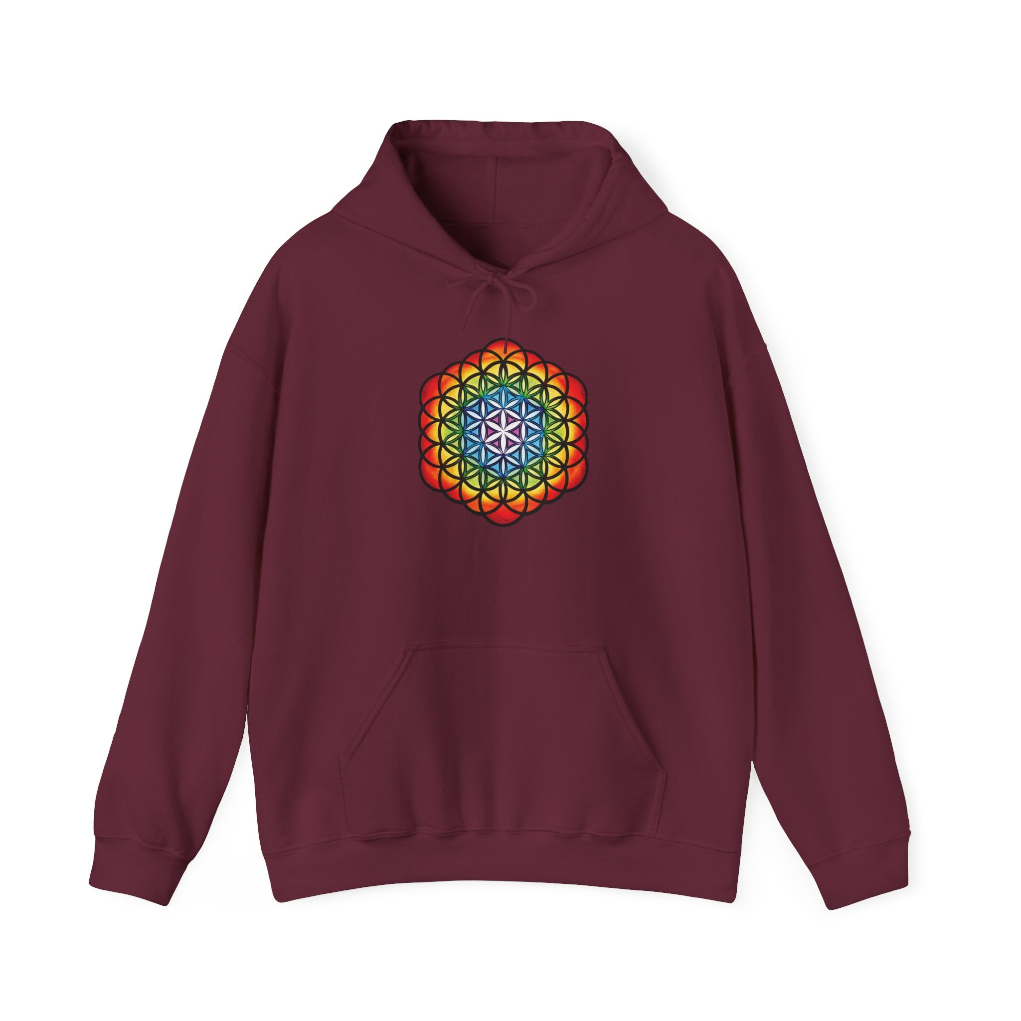 Flower of Life Hoodie Metratron's Cube — Lotus Rainbow Sacred Geometry Pullover