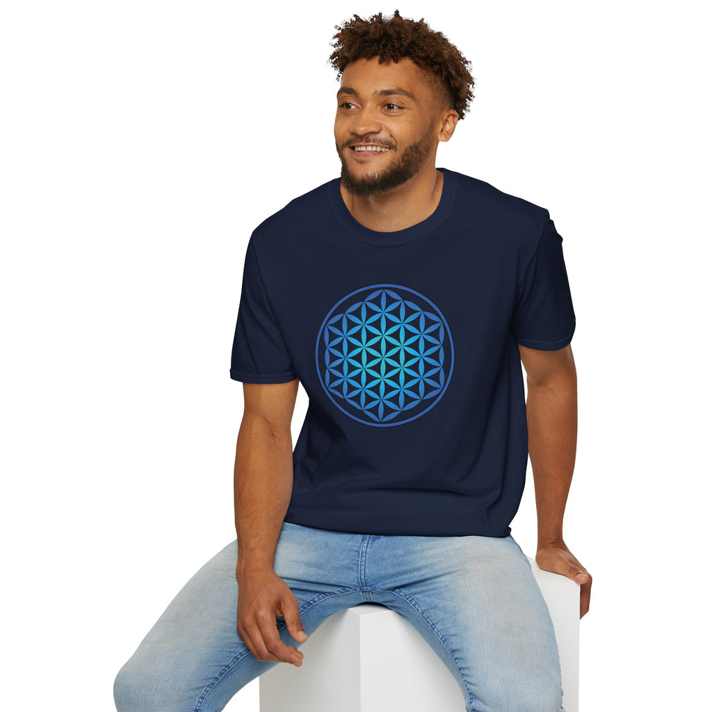 Flower Of Life Shirts - Blue Blue Mandala T‑Shirt — Sacred Geometry Unisex Tee