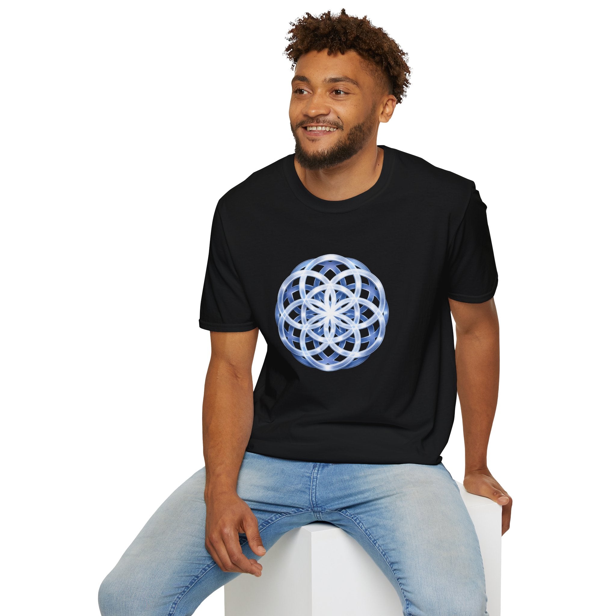 Flower Of Life Shirts - Glowing Seeds Of Life Mandala T-Shirt - Sacred Geometry Graphic Tee