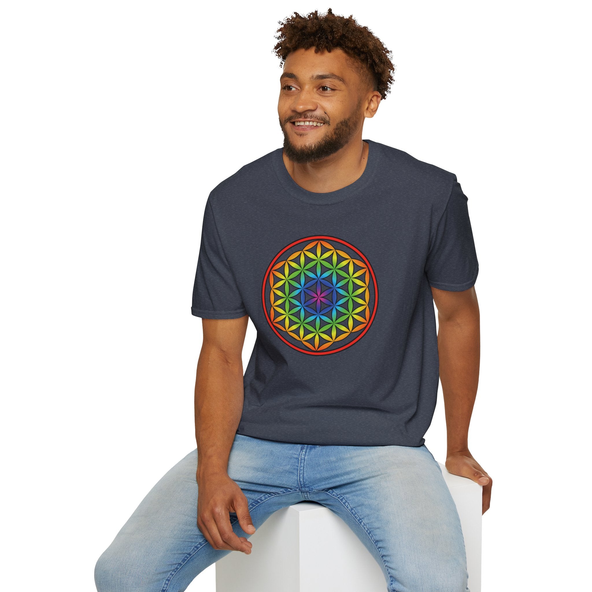 Flower Of Life Shirts Rainbow Mandala T-Shirt - All Our Mandala Are Belong To You — Sacred Geometry Unisex Tee