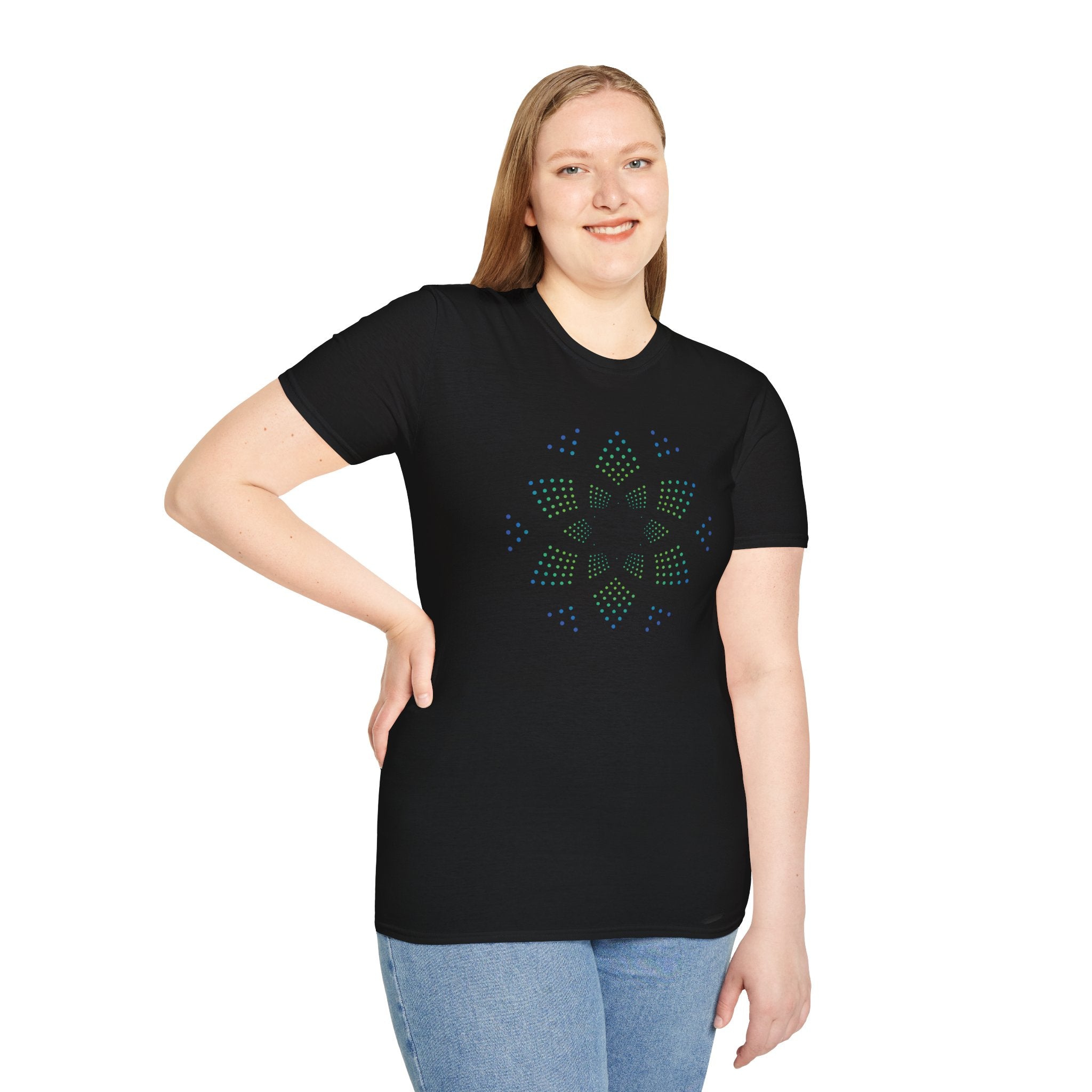 Flower Of Life Shirts - Green Purple Dot Matrix Mandala T-Shirt — Sacred Geometry Graphic Tee