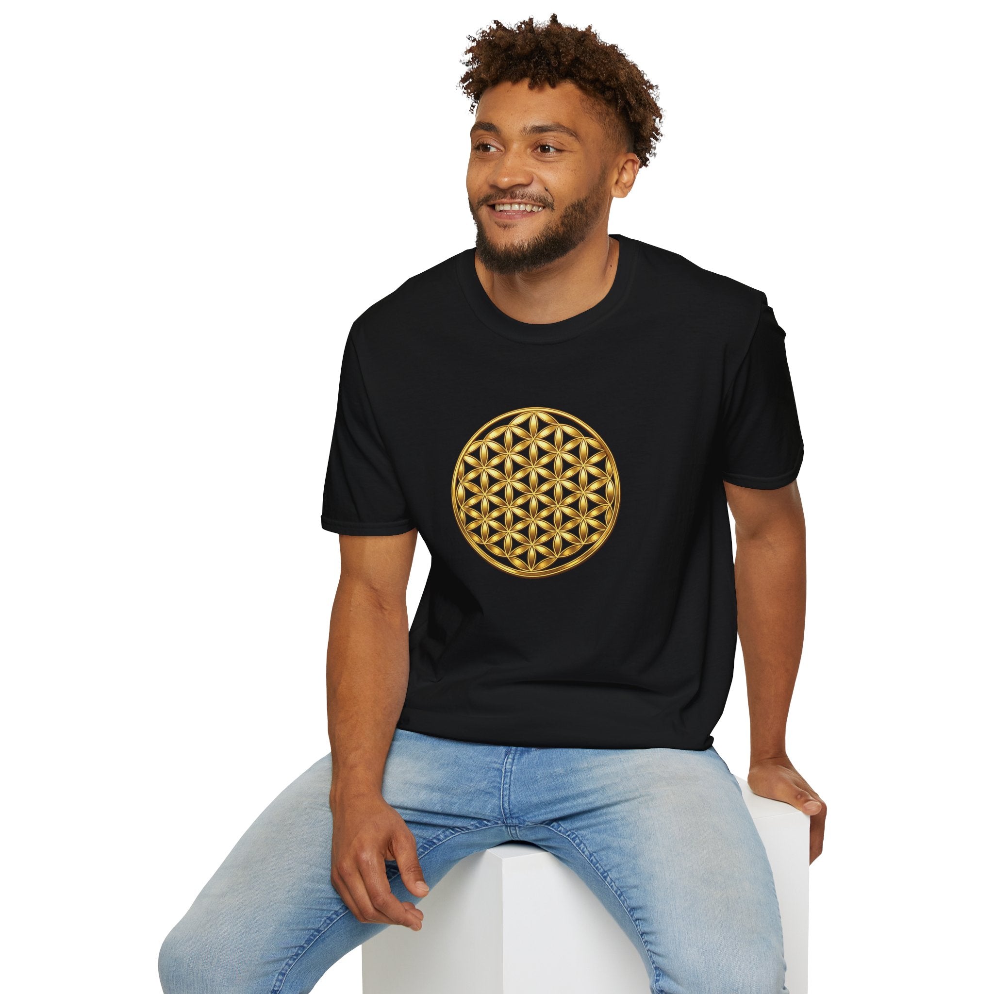 Flower Of Life Shirts - Golden Flower Of Life Mandala — Sacred Geometry Graphic Tee