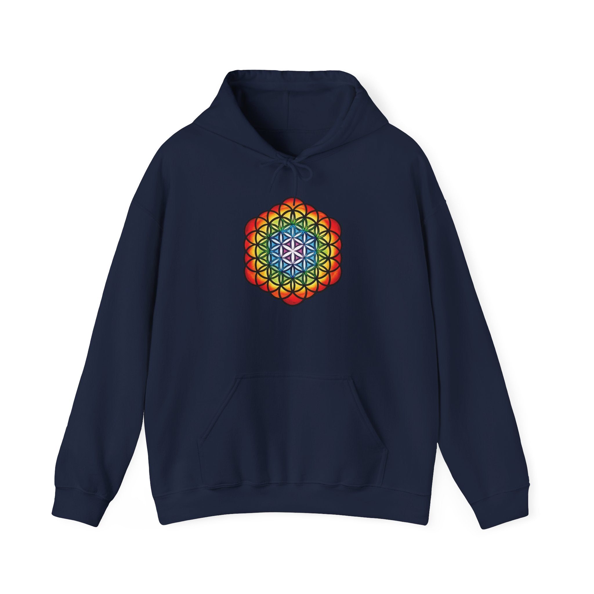 Flower of Life Hoodie Metratron's Cube — Lotus Rainbow Sacred Geometry Pullover