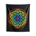 68"x80" Flower of Life Rainbow Mandala Wall Tapestry — Geometric Sacred Geometry Tapestry for Meditation & Home Decor