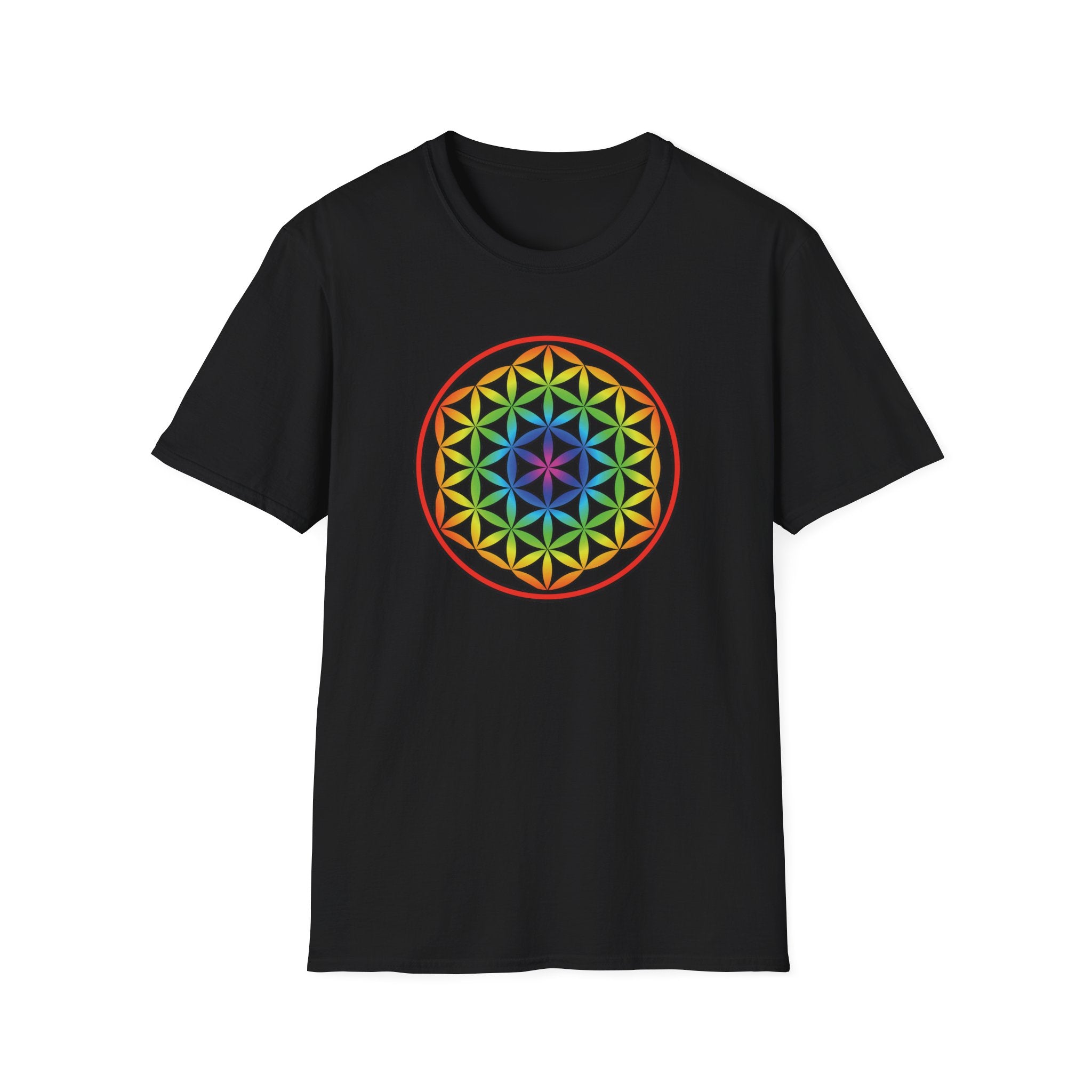 Flower Of Life Shirts Rainbow Mandala T-Shirt - All Our Mandala Are Belong To You — Sacred Geometry Unisex Tee