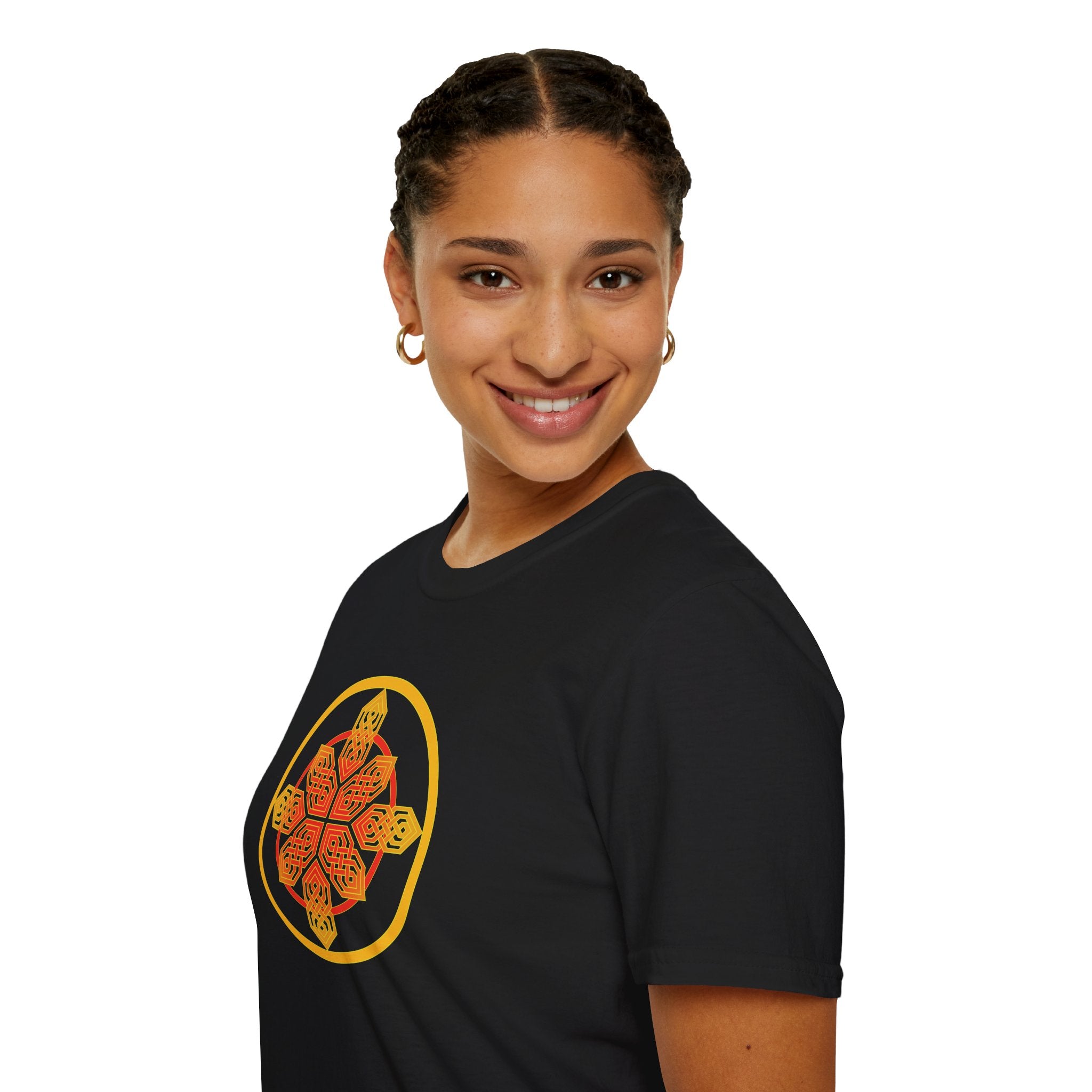 Red Blazing Celtic Cross Mandala T-Shirt — Geometric Celtic Knot Graphic Tee