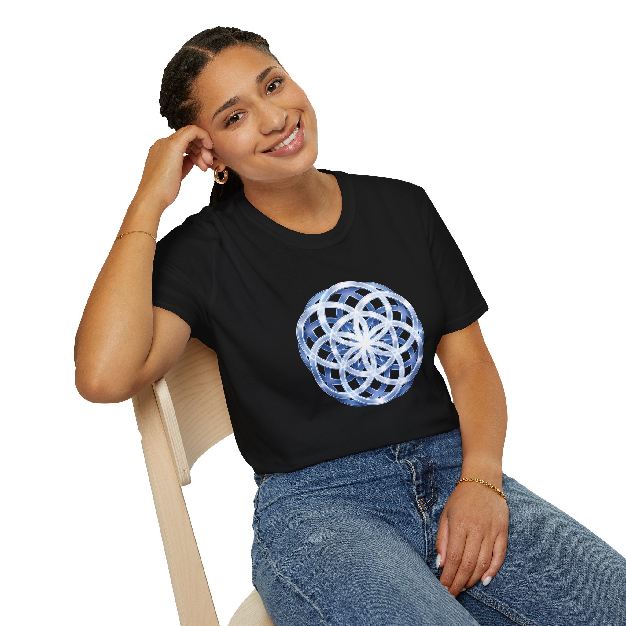 Flower Of Life Shirts - Glowing Seeds Of Life Mandala T-Shirt - Sacred Geometry Graphic Tee