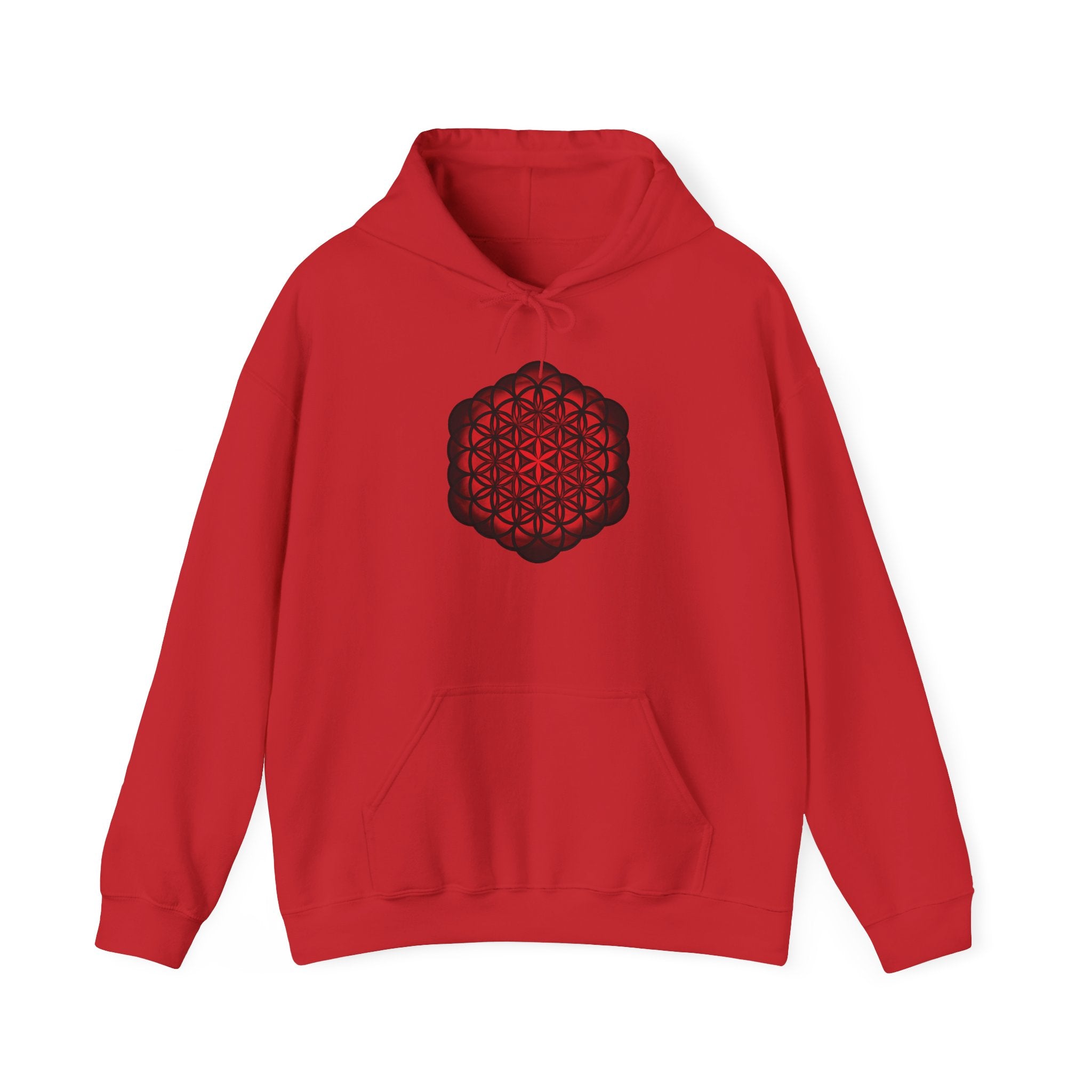 Flower of Life Hoodie Red Metatron's Cube — Minimal Geometric Spiritual Pullover