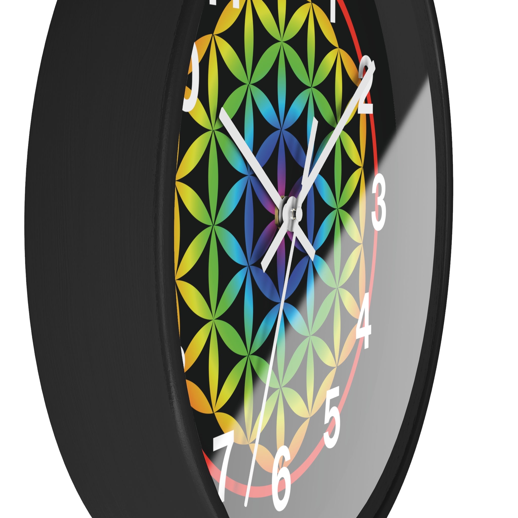 Rainbow Flower of Life Wall Clock — Geometric Sacred Geometry Clock