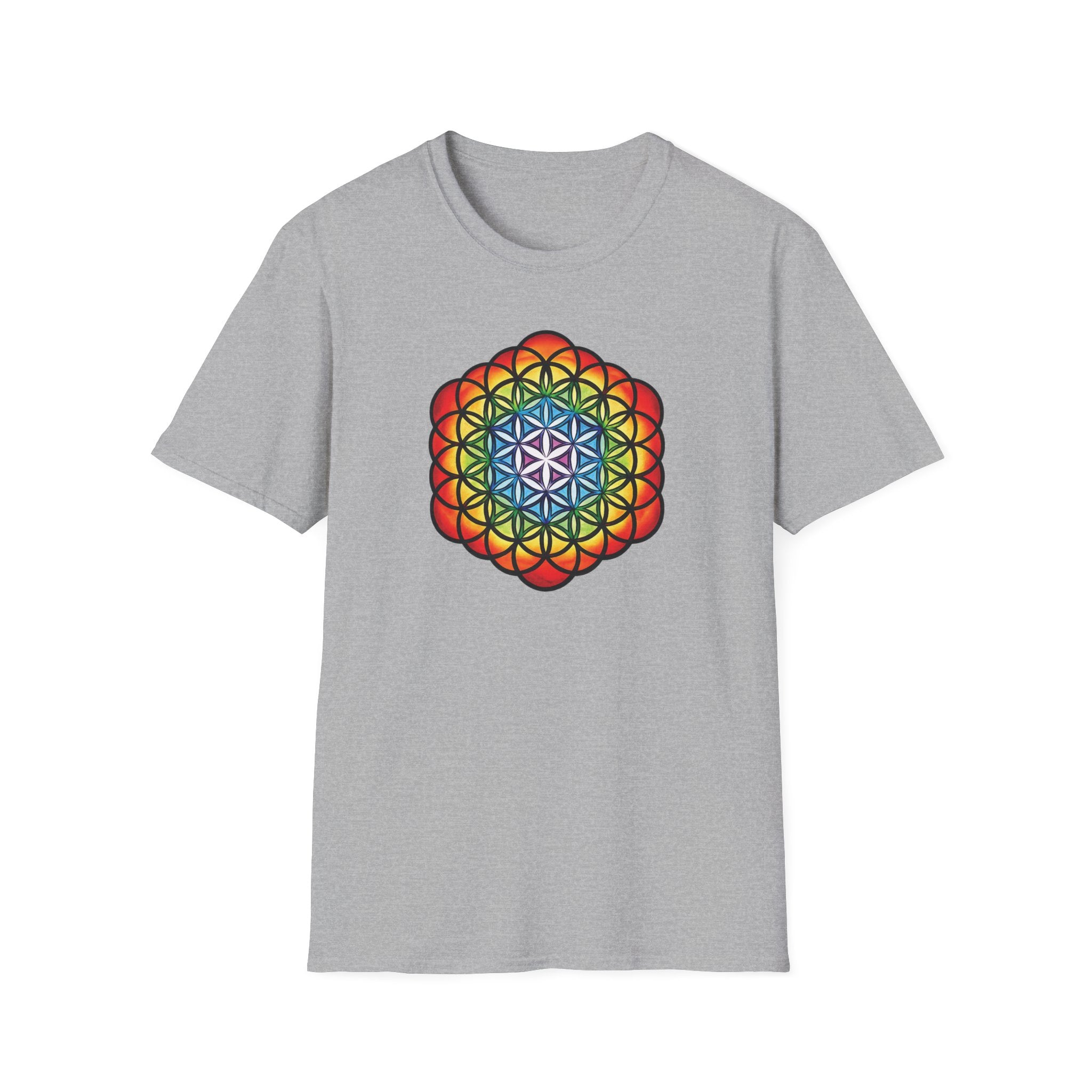 Flower of Life Shirts - Metatron's Cube T-Shirt - Lotus Rainbow Chakra Mandala Tee