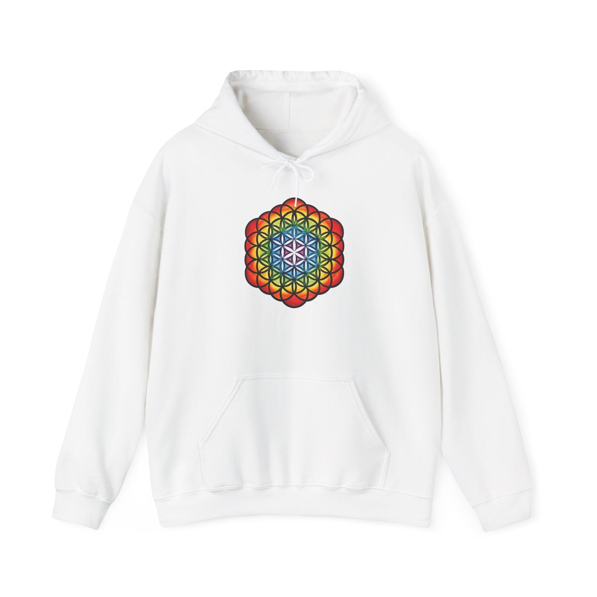Flower of Life Hoodie Metratron's Cube — Lotus Rainbow Sacred Geometry Pullover