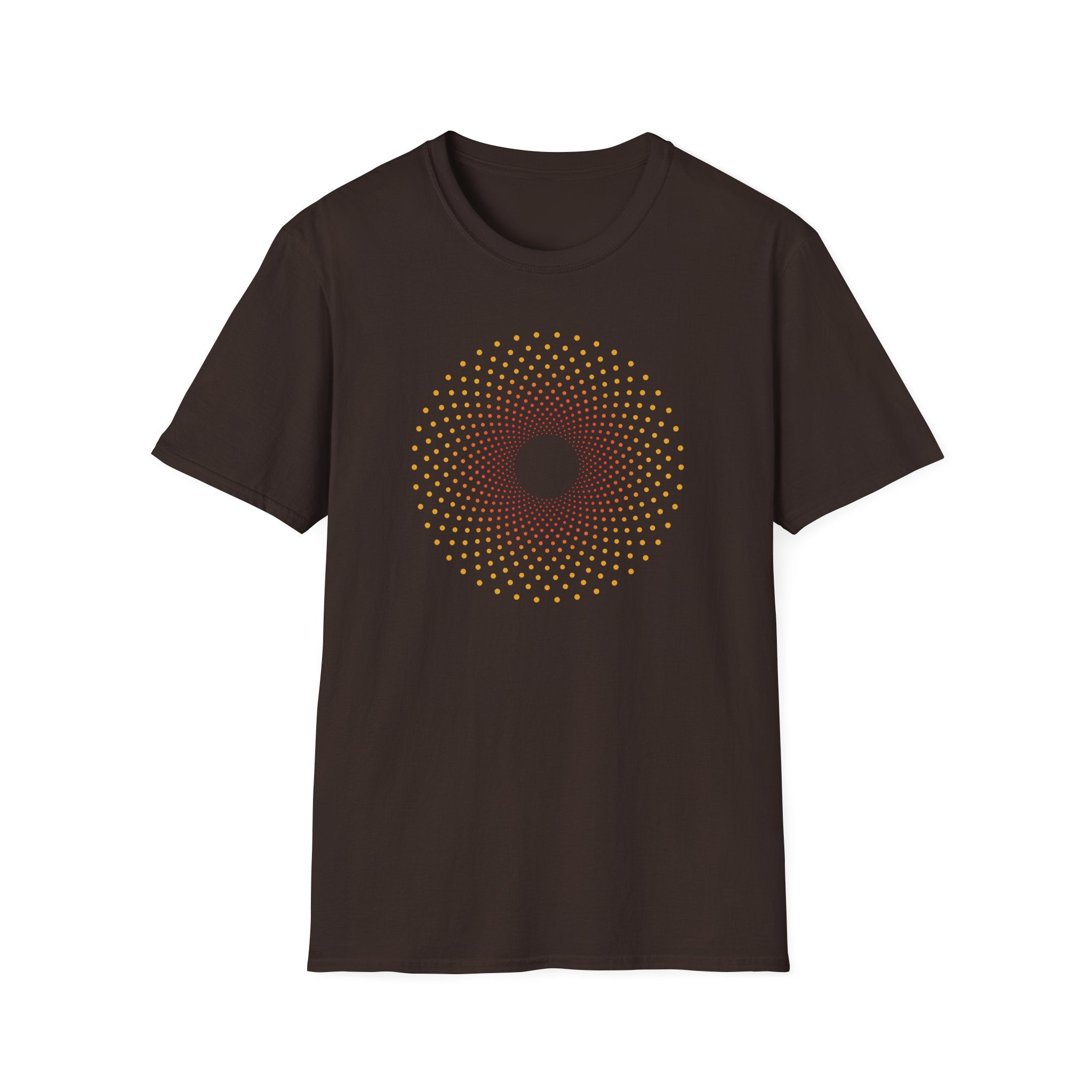 The Sun Here It Comes Dot Matrix Mandala T-Shirt — Geometric Celtic Knot Graphic Tee