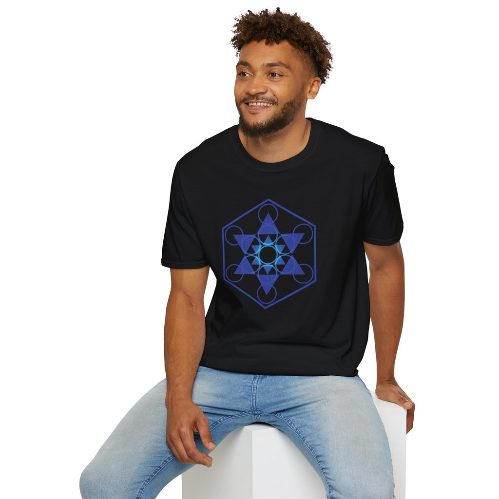 Flower Of Life Shirts | Blue Double Star Of David Fruit Of Life T-Shirt | Sacred Geometry Unisex Tee