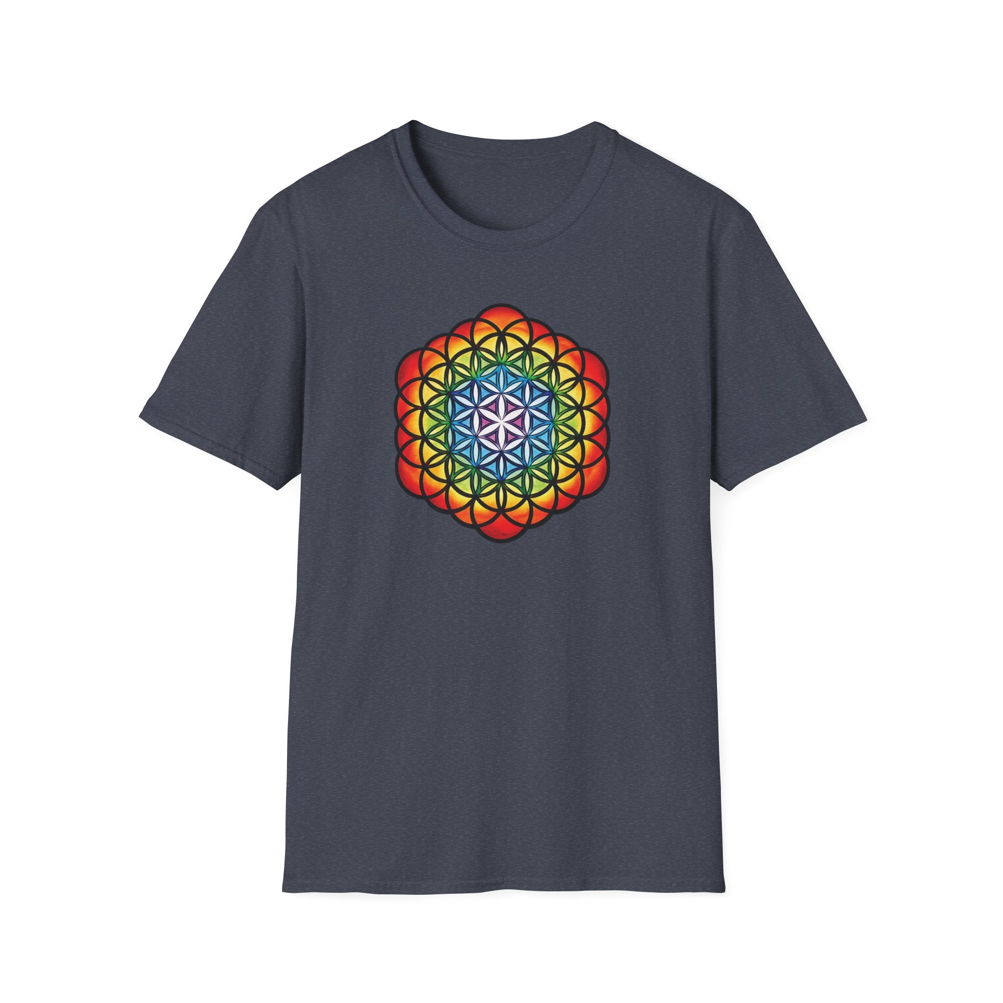 Flower of Life Shirts - Metatron's Cube T-Shirt - Lotus Rainbow Chakra Mandala Tee