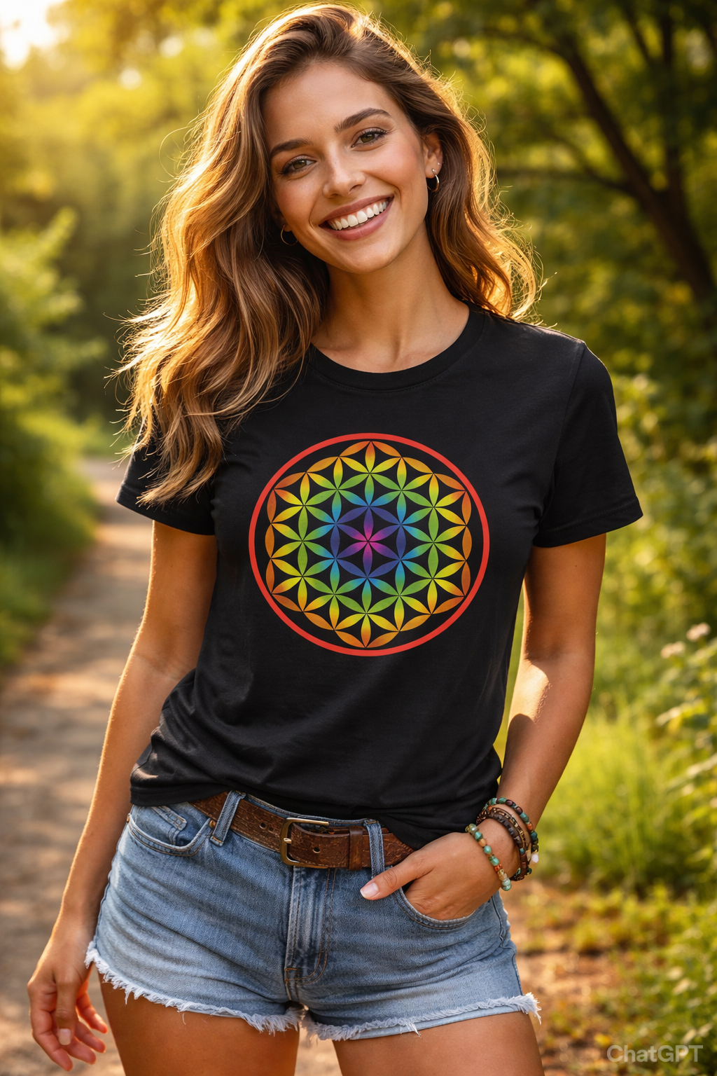 Flower Of Life Shirts Rainbow Mandala T-Shirt - All Our Mandala Are Belong To You — Sacred Geometry Unisex Tee