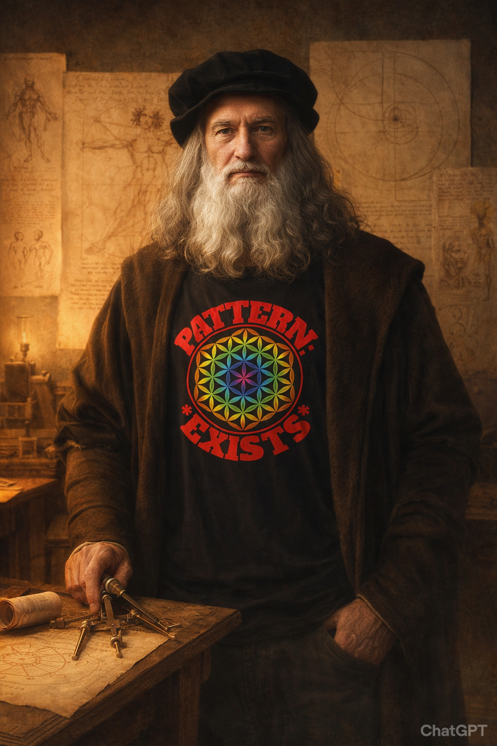 Flower of Life Shirts - PATTERN: *EXISTS* - Black Sacred Geometry Graphic Tee