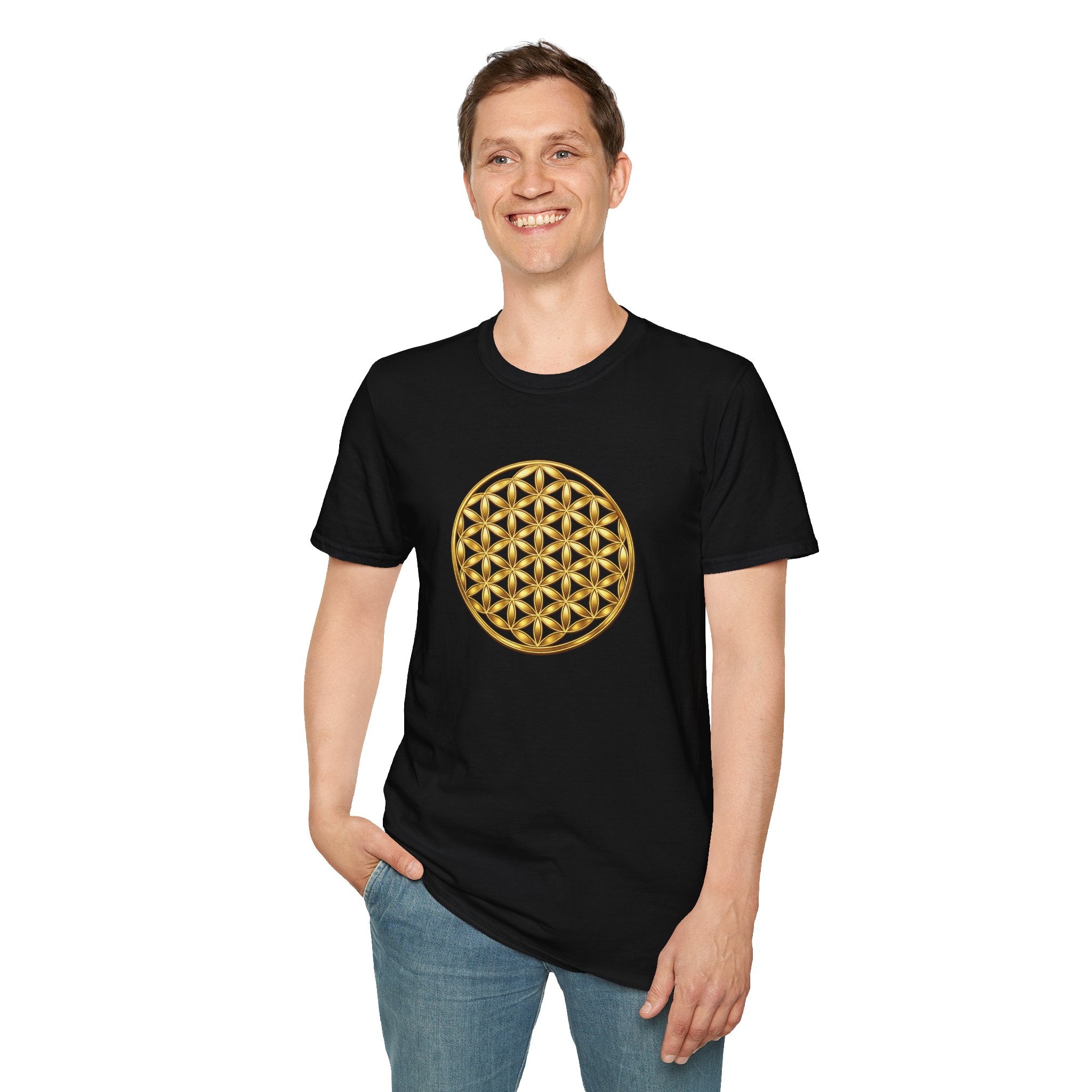 Flower Of Life Shirts - Golden Flower Of Life Mandala — Sacred Geometry Graphic Tee
