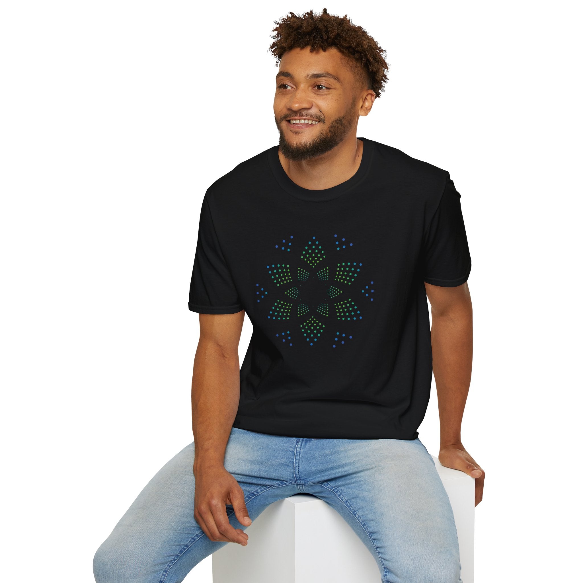 Flower Of Life Shirts - Green Purple Dot Matrix Mandala T-Shirt — Sacred Geometry Graphic Tee