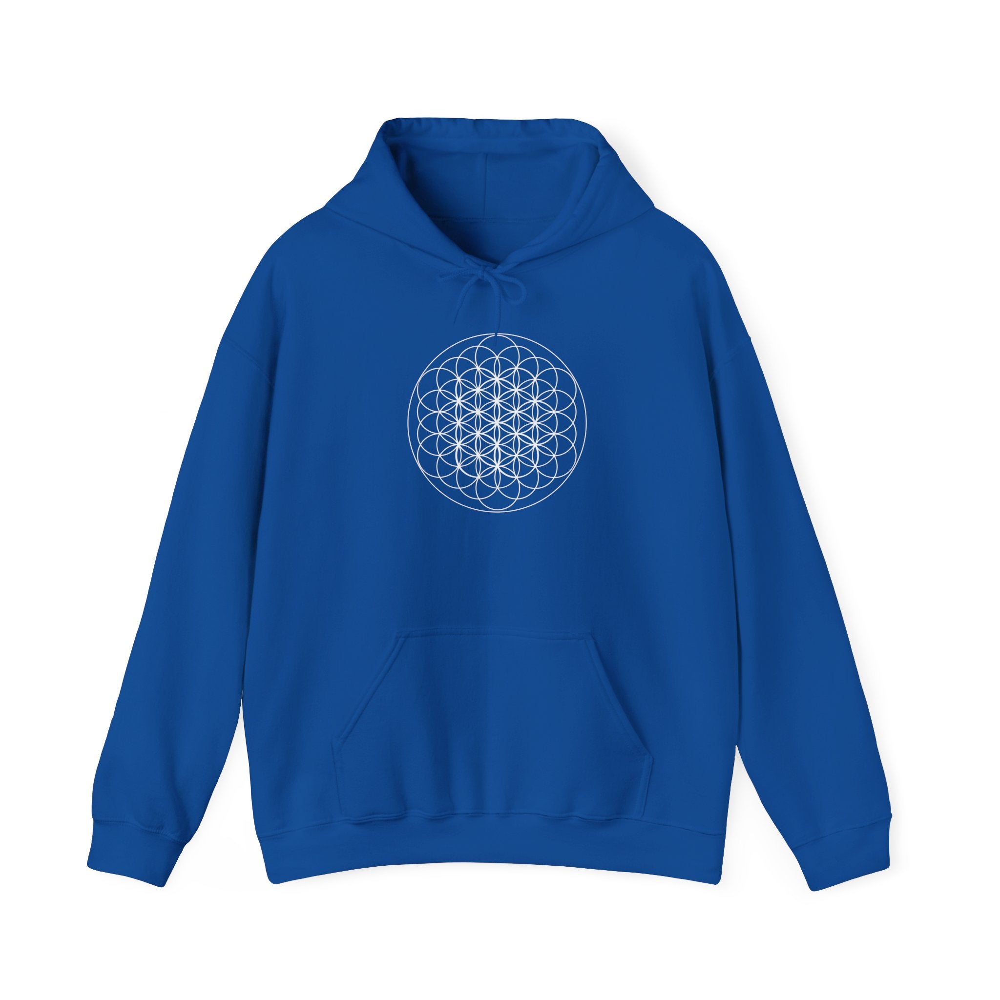 Flower of Life Hoodie White Metatron's Cube — Minimal Geometric Spiritual Pullover