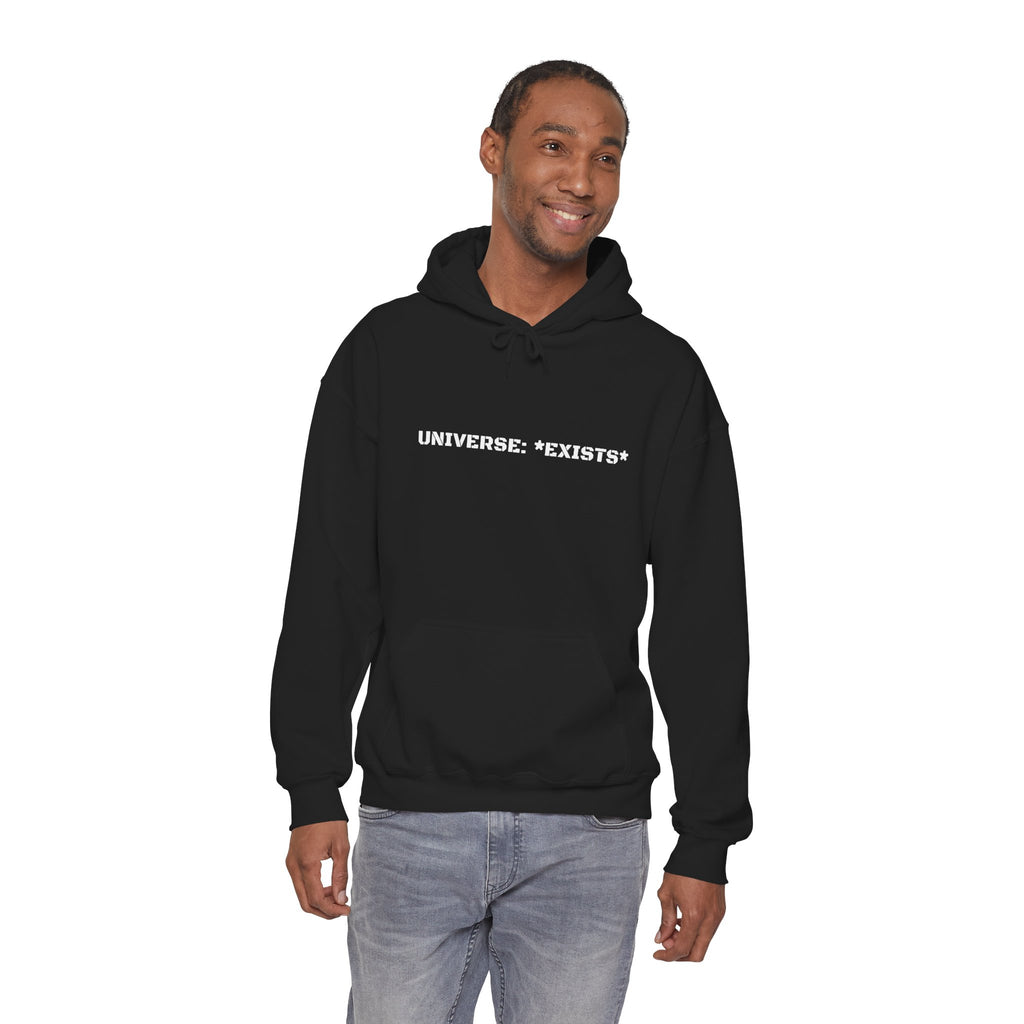 Flower Of Life Shirts - "UNIVERSE: *EXISTS*" - Black Double-Sided Sacred Geometry Hoodie