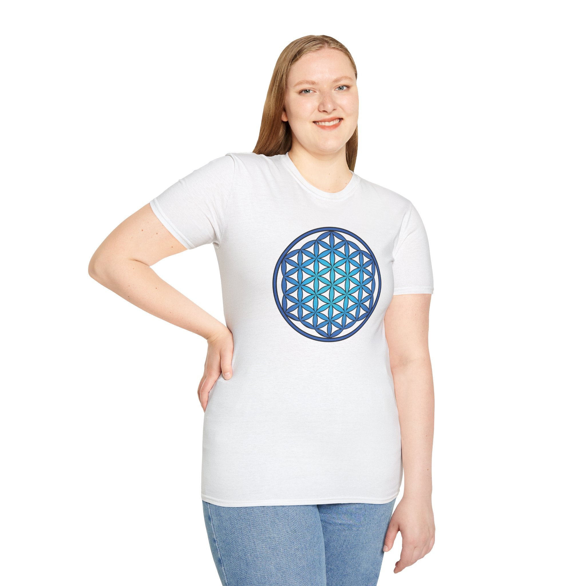 Flower Of Life Shirts - Blue Blue Mandala T‑Shirt — Sacred Geometry Unisex Tee