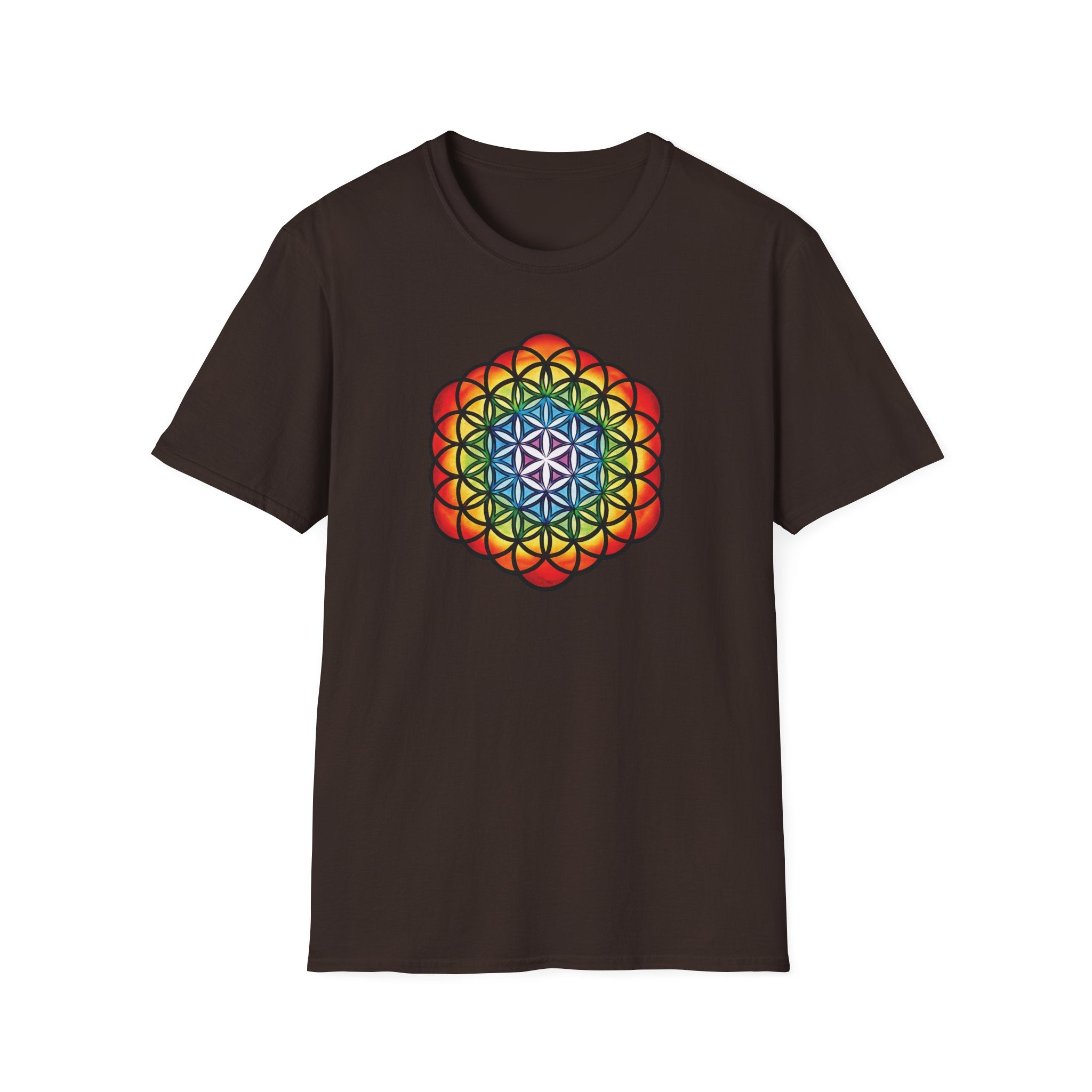 Flower of Life Shirts - Metatron's Cube T-Shirt - Lotus Rainbow Chakra Mandala Tee