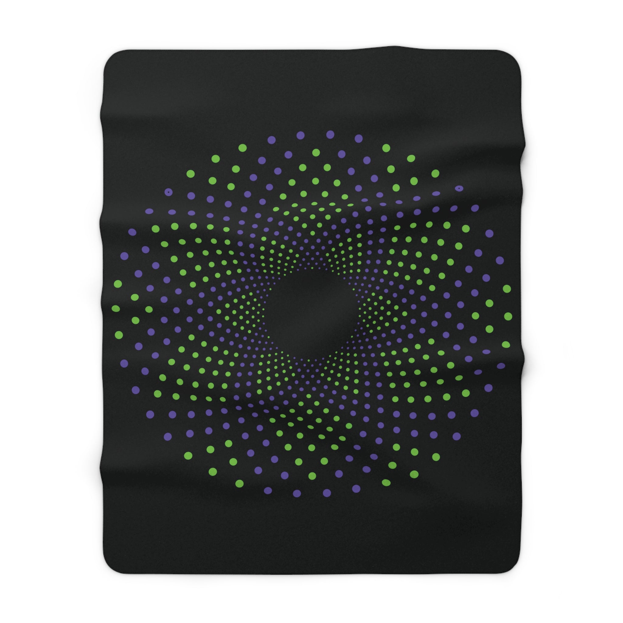 60"x80" Green & Purple Spiral Dot Matrix Vortex - Sacred Geometry Mandala Sherpa Blanket