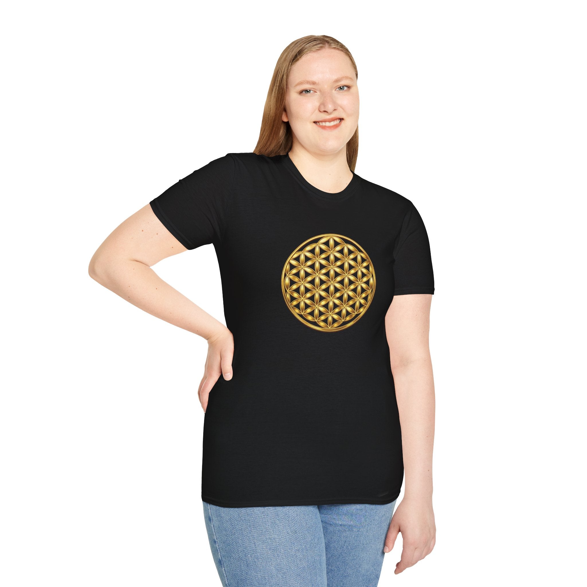 Flower Of Life Shirts - Golden Flower Of Life Mandala — Sacred Geometry Graphic Tee