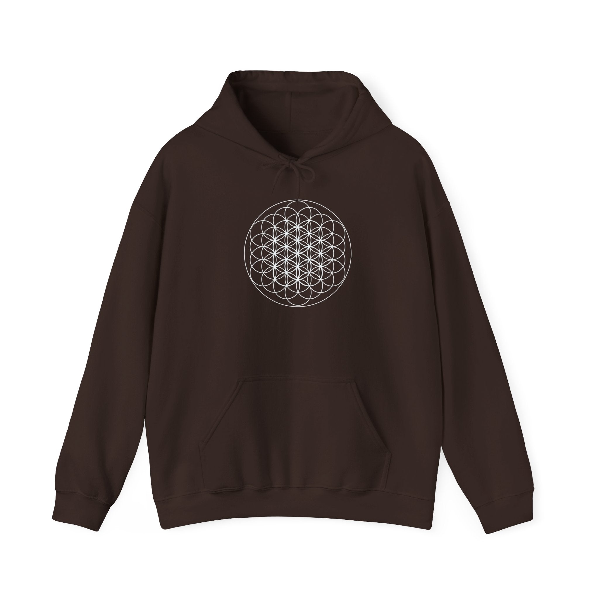 Flower of Life Hoodie White Metatron's Cube — Minimal Geometric Spiritual Pullover