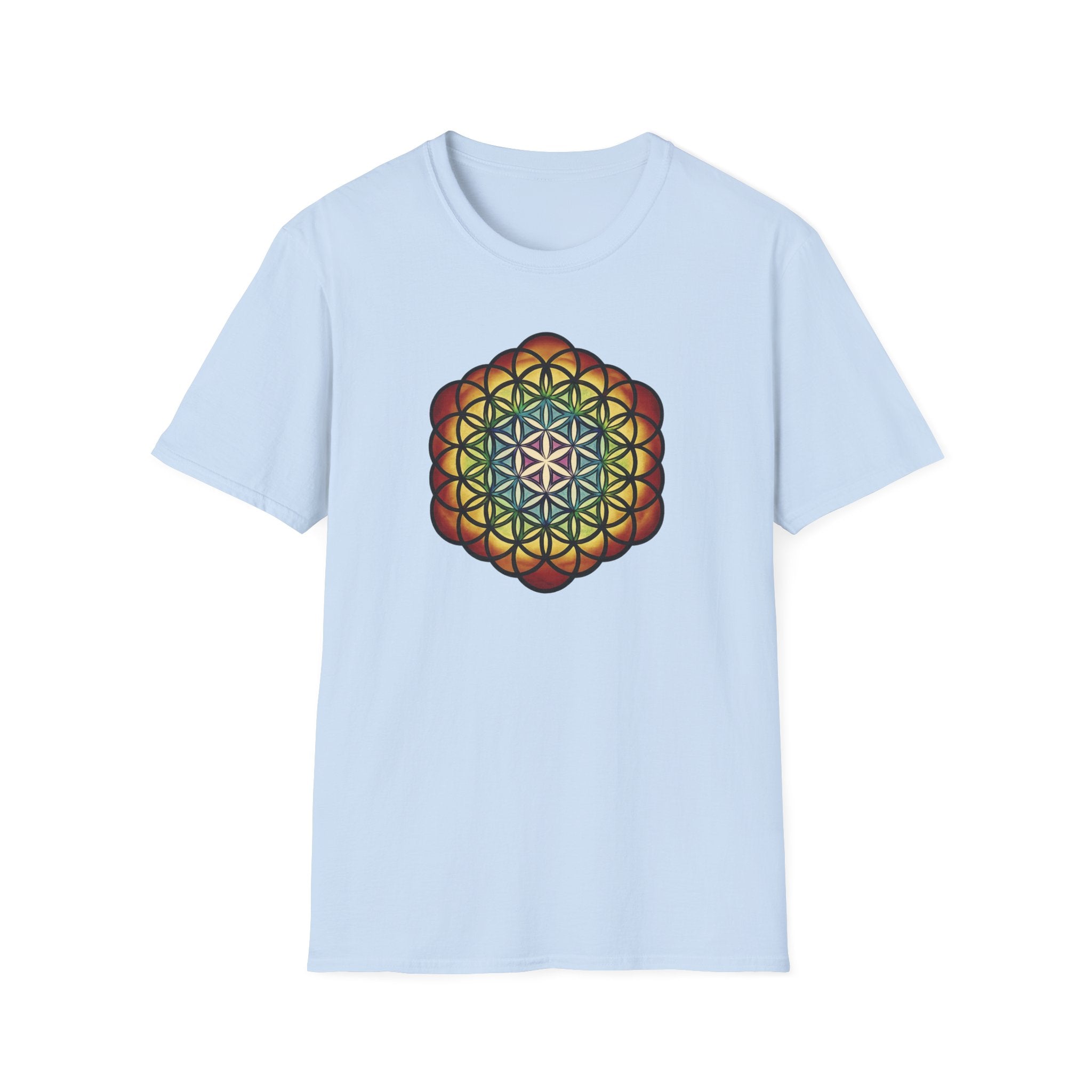 Flower of Life Tinted Mandala T-Shirt — Sacred Geometry Unisex Tee